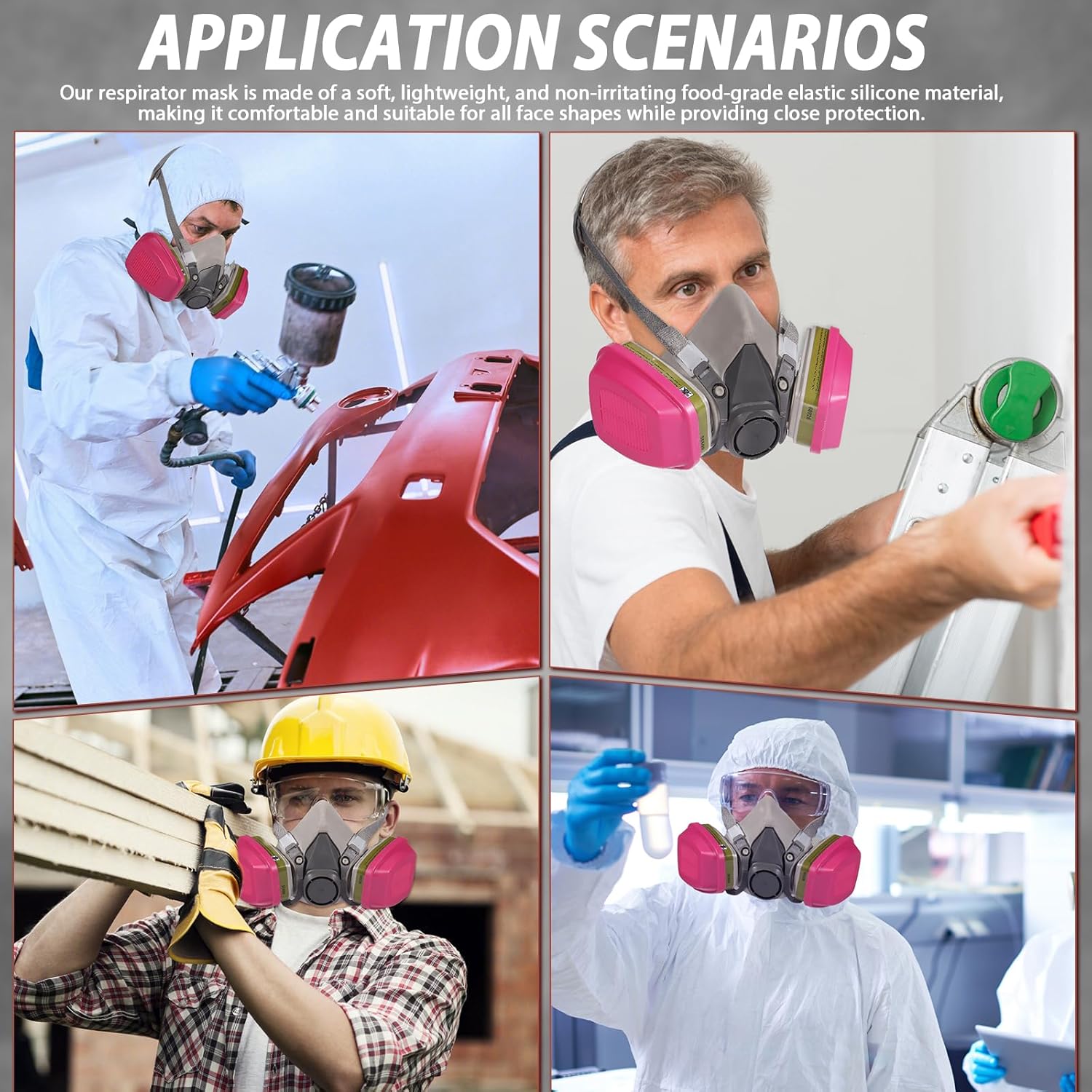 LJSXFI Máscara respiradora de gas de cara completa – Máscaras de gas con filtro de carbón activado 60926, contra polvo, gases, vapor orgánico