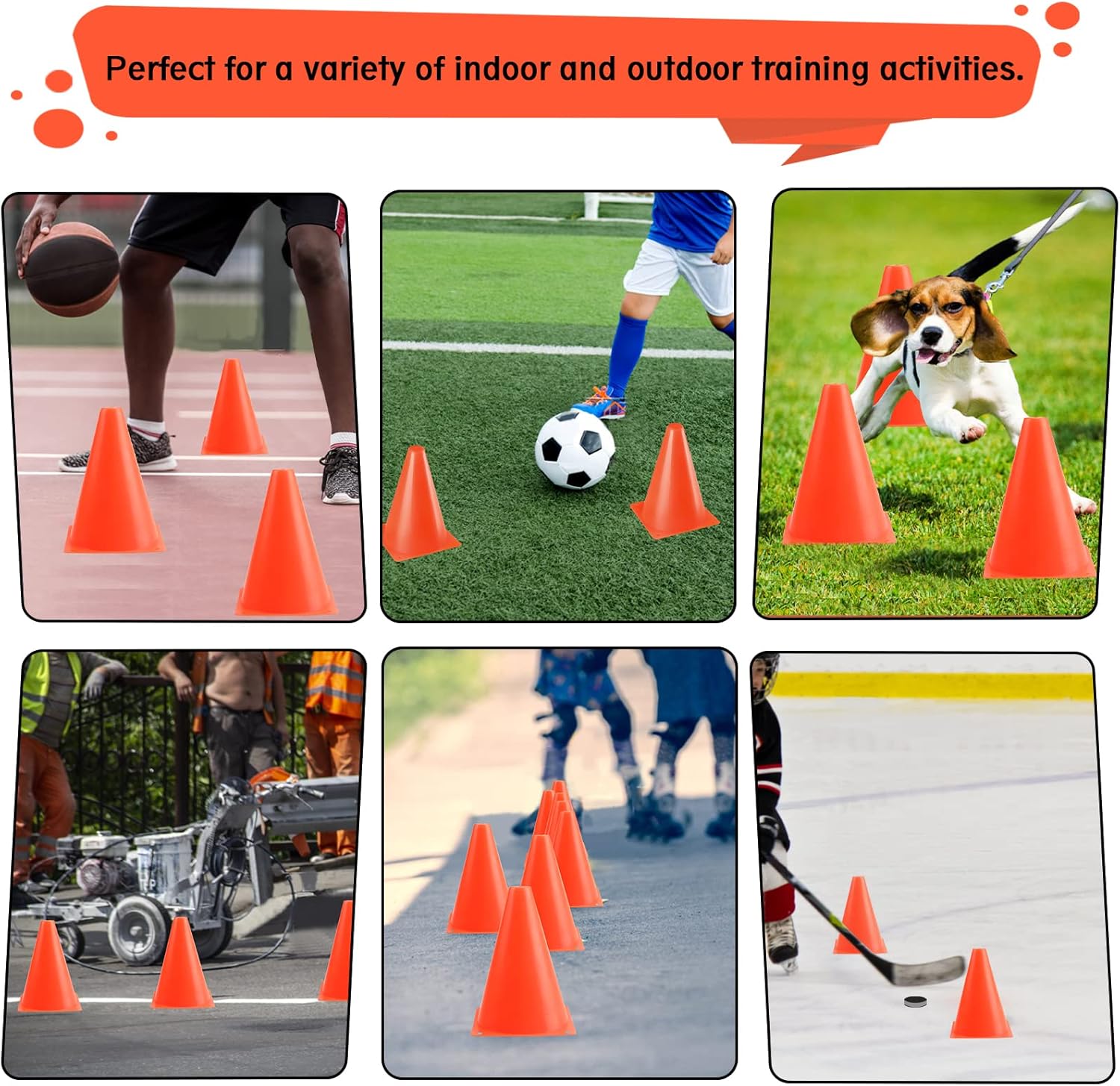 Conos naranjas de 7 pulgadas, conos de fútbol de agilidad para entrenamiento deportivo, ejercicios, actividades al aire libre, decoraciones de