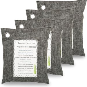 Bolsas de carbón de bambú, bolsas purificadoras de aire, 4 paquetes (7.05 oz cada uno), elimina el olor y la humedad, bolsa purificadora de aire Bolsas de carbón de bambú, bolsas purificadoras de aire, 4 paquetes (7.05 oz cada uno), elimina el olor y la humedad, bolsa purificadora de aire