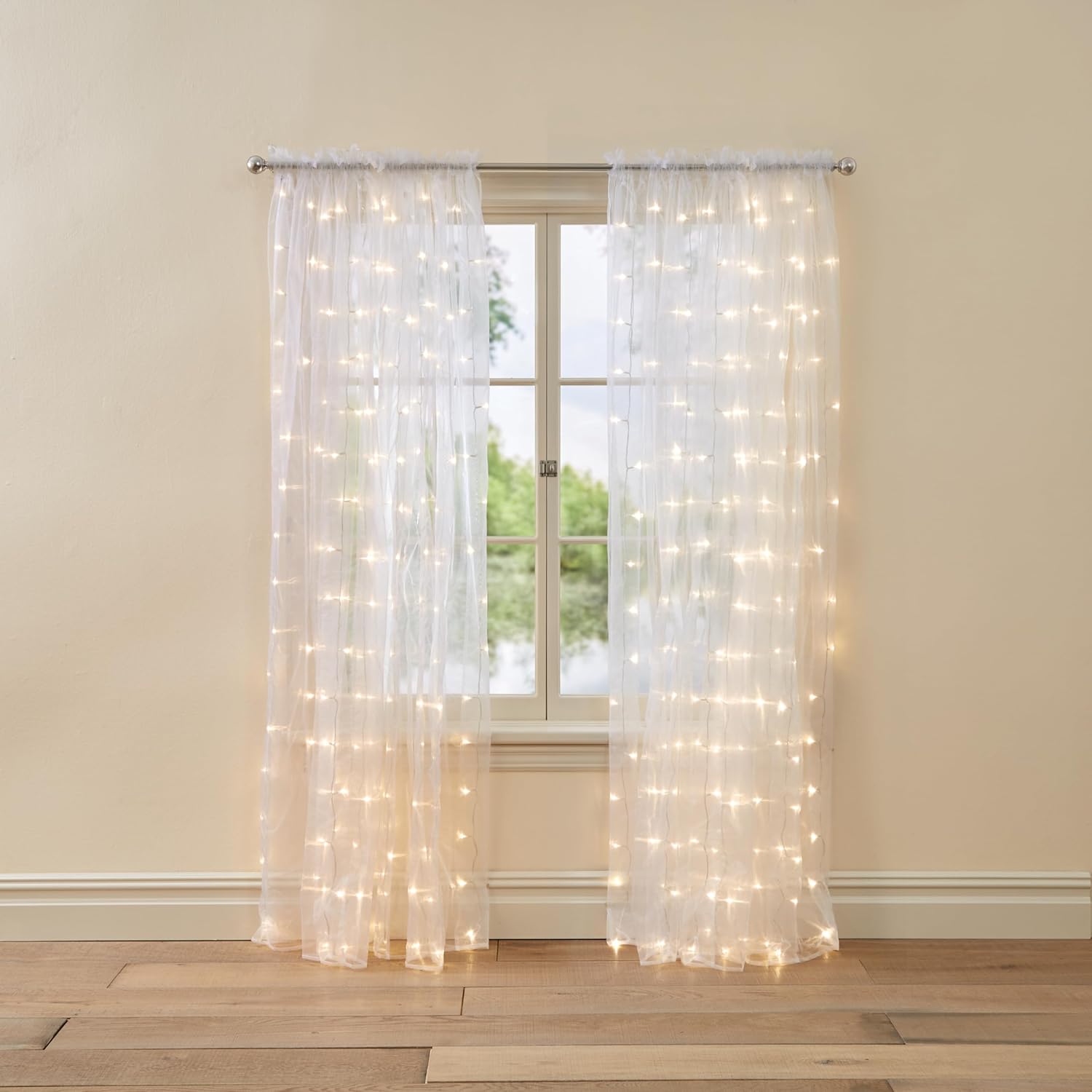 BrylaneHome Panel de cortina con bolsillo para barra de 84 pulgadas, preiluminado, 54I W 84I L, color blanco