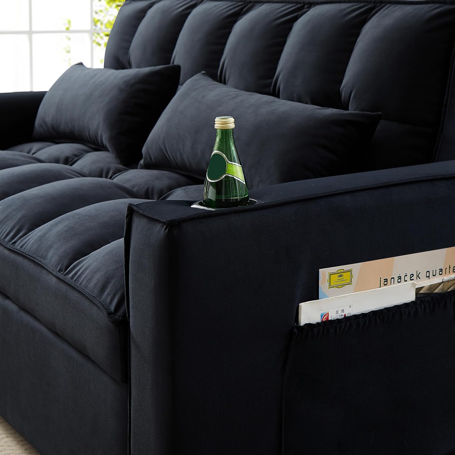 Moderno sofá futón tapizado, convertible a siesta, sofá cama suave y sofá cama para hogar, oficina, apartamento, espacio pequeño, sala de estar,