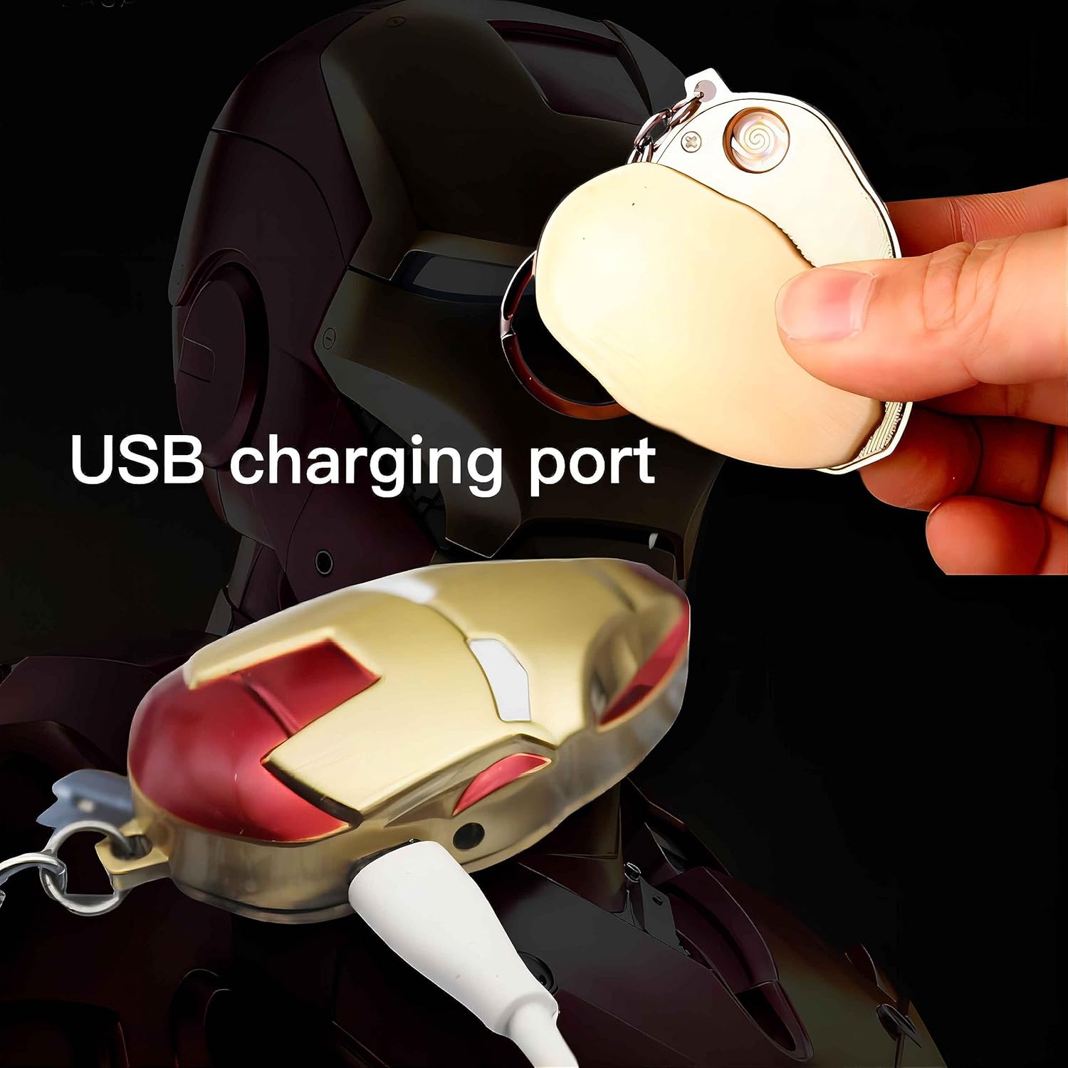 Lindo encendedor USB, encendedor fresco con llavero, divertido encendedor eléctrico recargable, encendedor sin llama a prueba de viento, regalo para