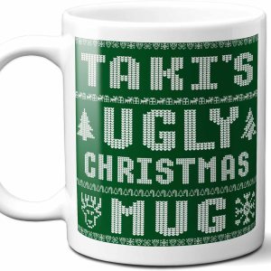 Taki Name Christmas Gift. Personalized Ugly Christmas Sweater Coffee Mug. Funny Custom Xmas Gift, Stocking Stuffer For Friends, Coworkers And Person Taki Name Christmas Gift. Personalized Ugly Christmas Sweater Coffee Mug. Funny Custom Xmas Gift, Stocking Stuffer For Friends, Coworkers And Person