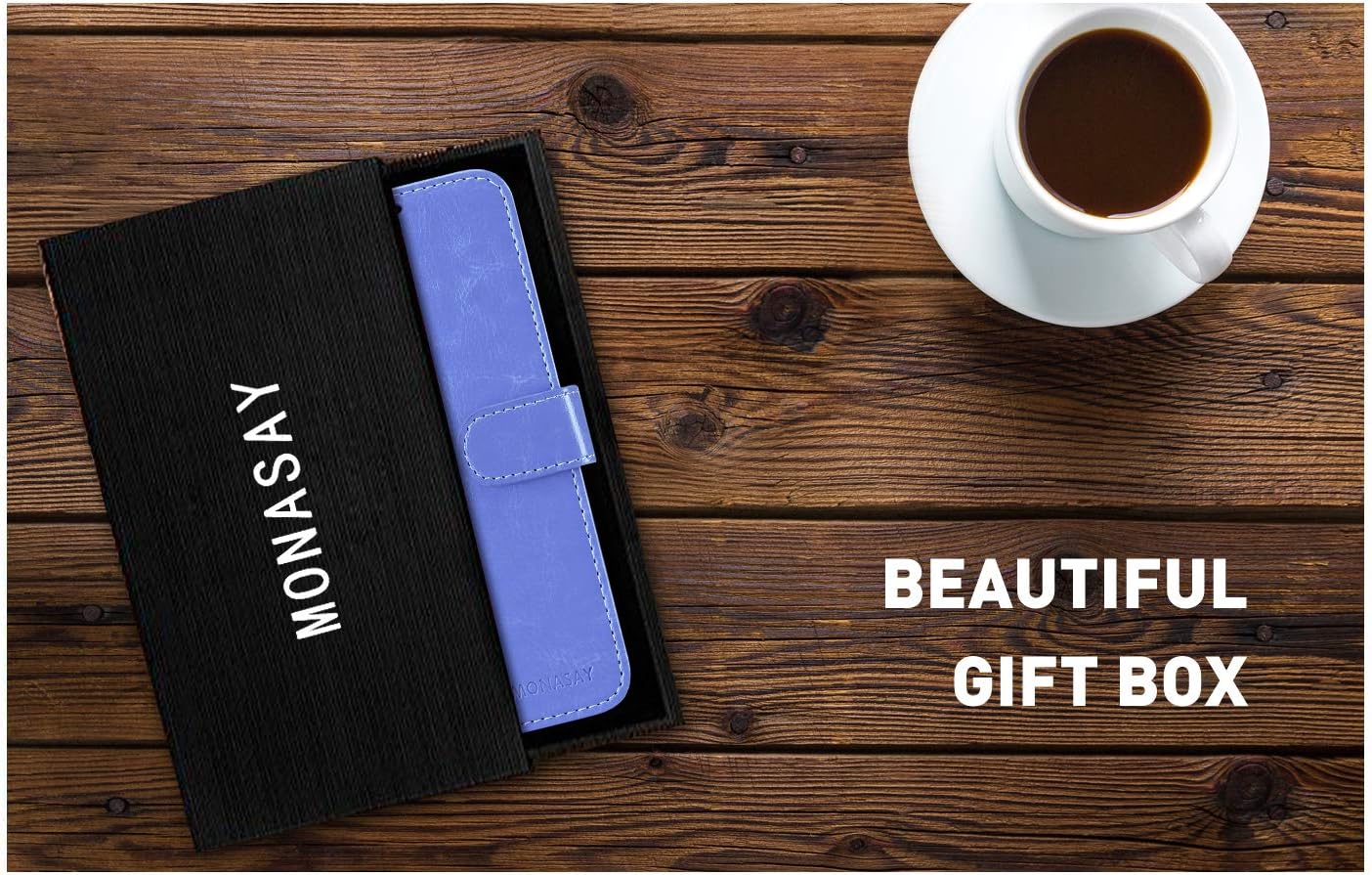 MONASAY Funda tipo cartera compatible con iPhone 13 5G de 6.1 pulgadas, protector de pantalla de cristal incluido, bloqueo RFID, funda de piel con
