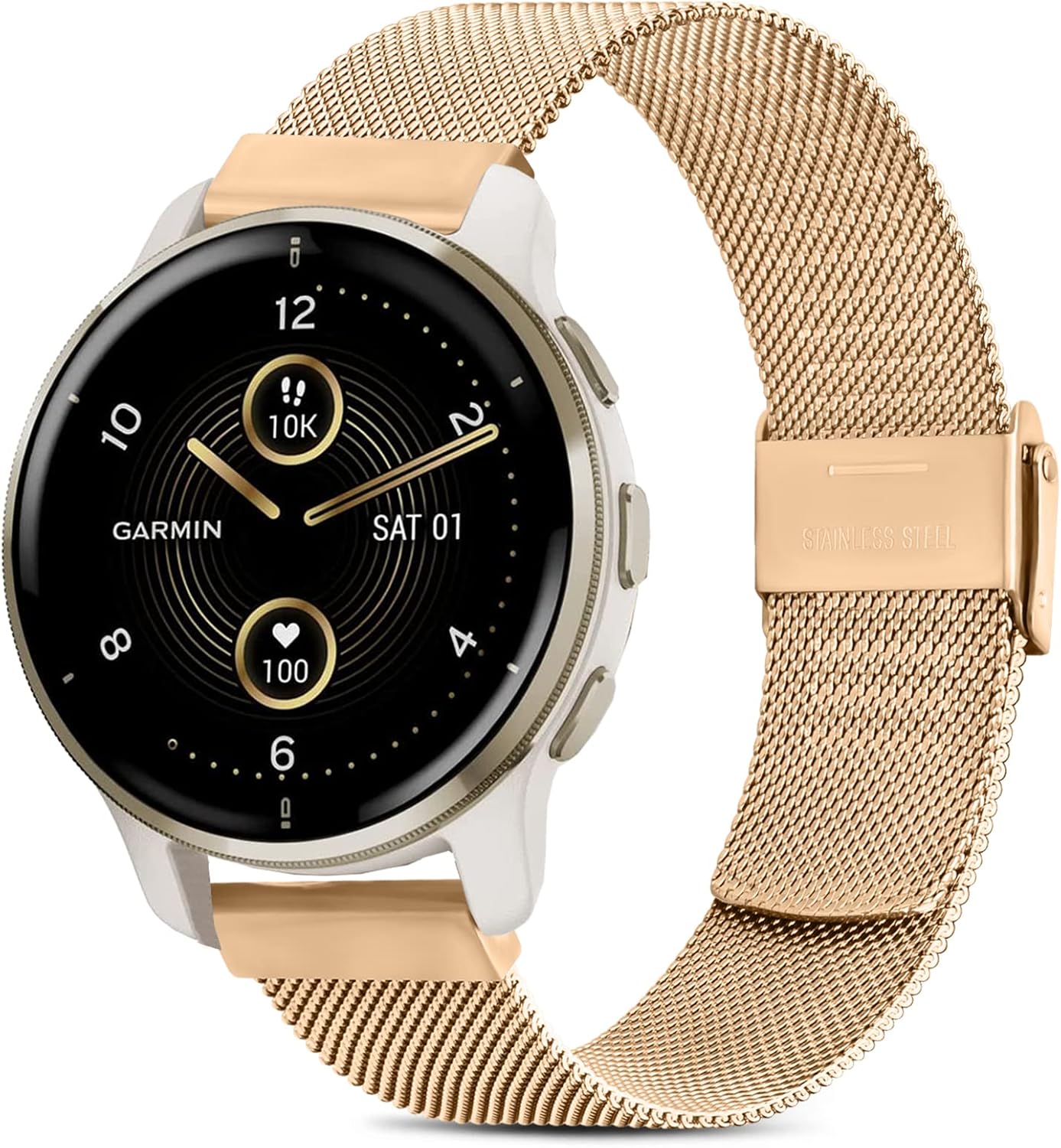 Correas de metal para Garmin Venu  Venu 2 Plus  Venu Sq Correa de reloj para mujeres y hombres, correa de repuesto de acero inoxidable de 0.787in