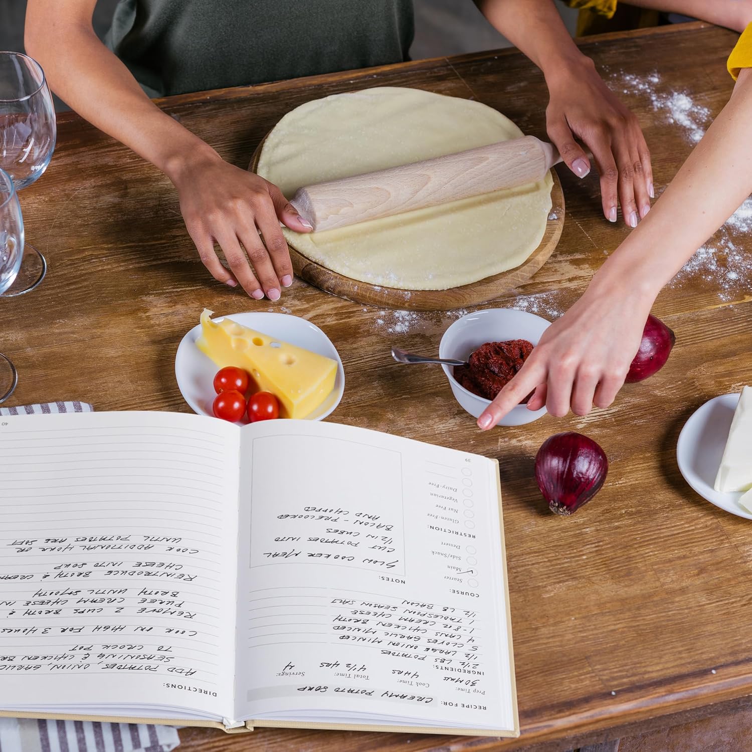 ZICOTO Libro de recetas estético en blanco con cubierta impermeable, el cuaderno de recetas perfecto para escribir en tus propias recetas, libro de