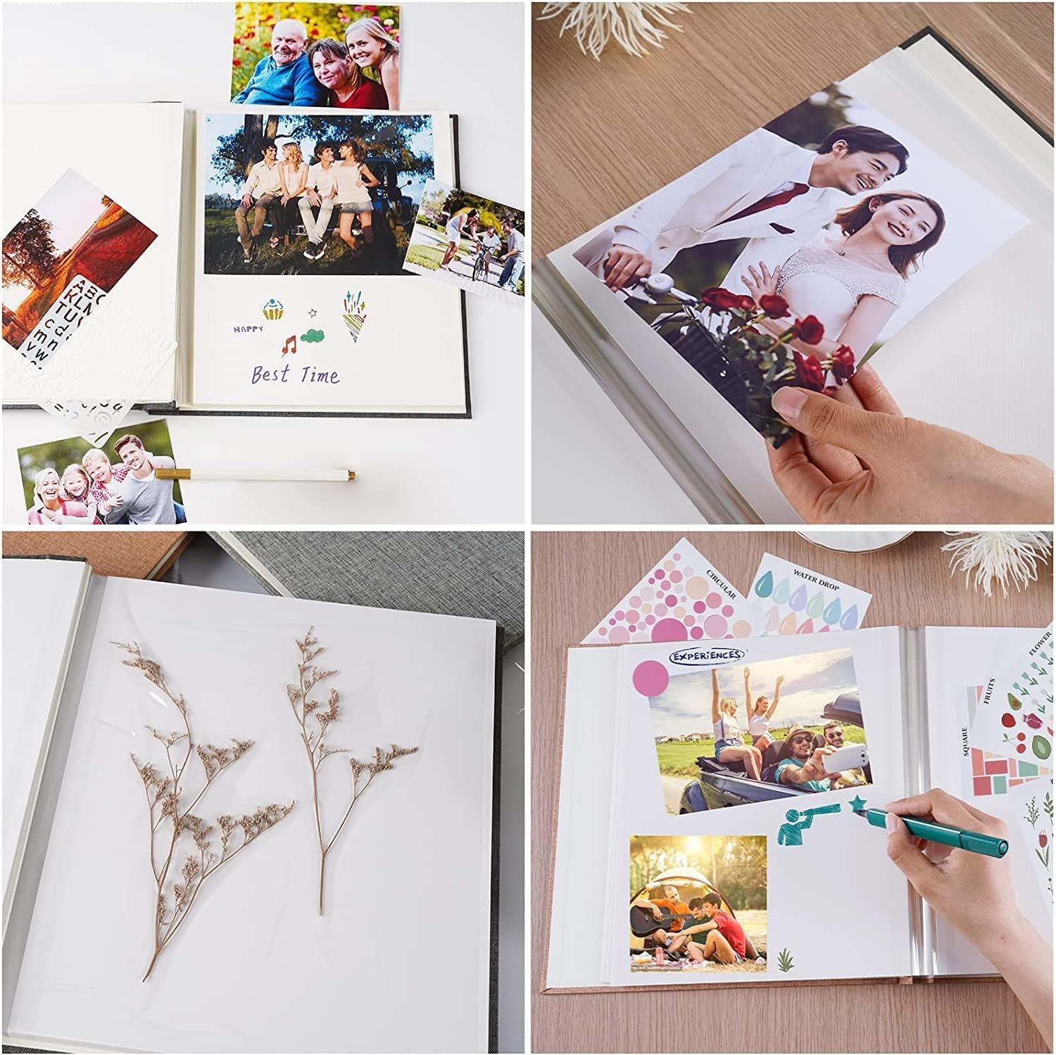 AIOR Álbum de fotos autoadhesivo para álbumes de recortes, 20 páginas para AIOR de 11 x 10.6 pulgadas, álbum de recortes, con 3 tornillos de