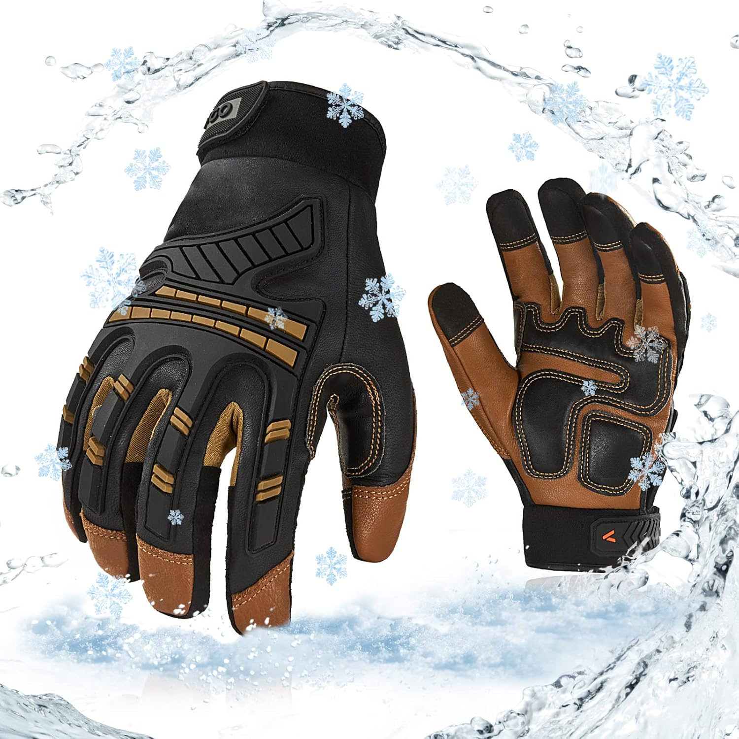 Vgo GA8954FW) – Guantes mecánicos resistentes al agua para invierno, 1 par 2 pares, 4  o superior, resistente al agua, alta destreza, guante de