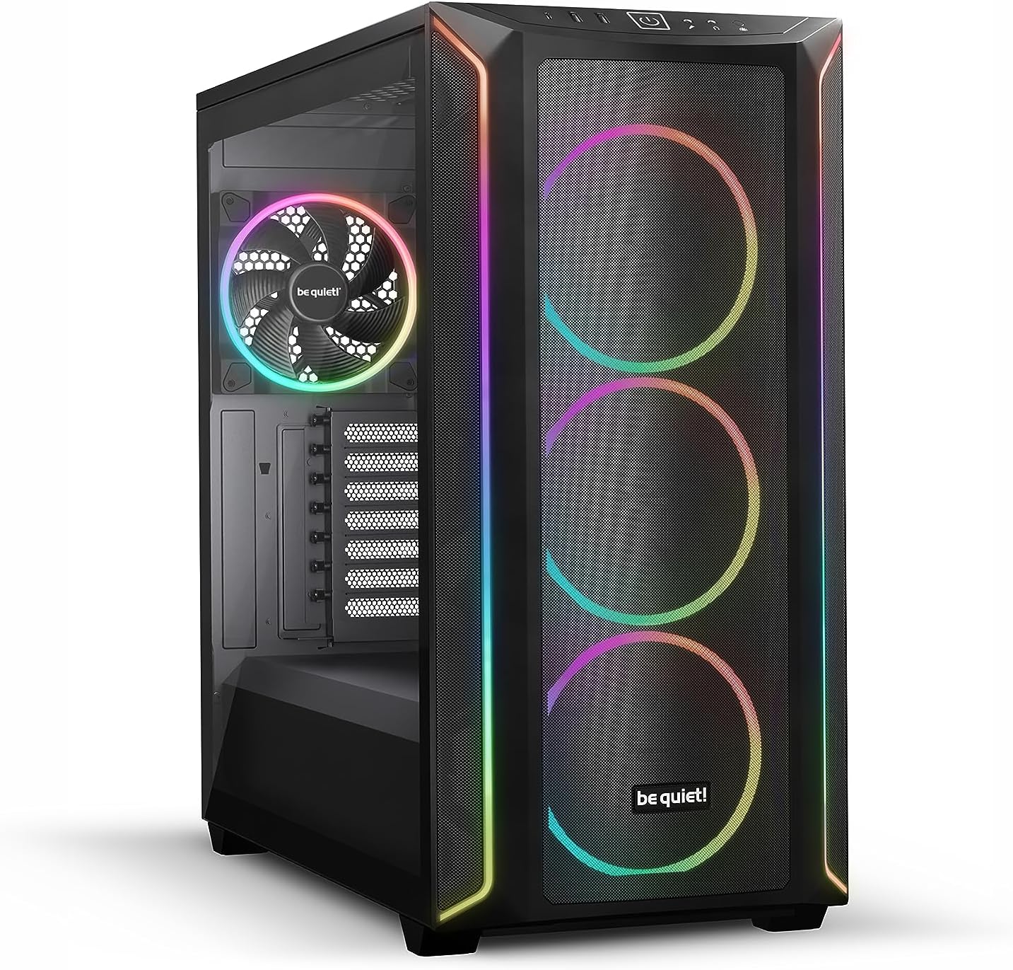 be quiet! Shadow Base 800 FX – ARGB – 4 ventiladores PWM de 5.512 in de alas ligeras – Carcasa para juegos de PC de torre media – Radiadores de