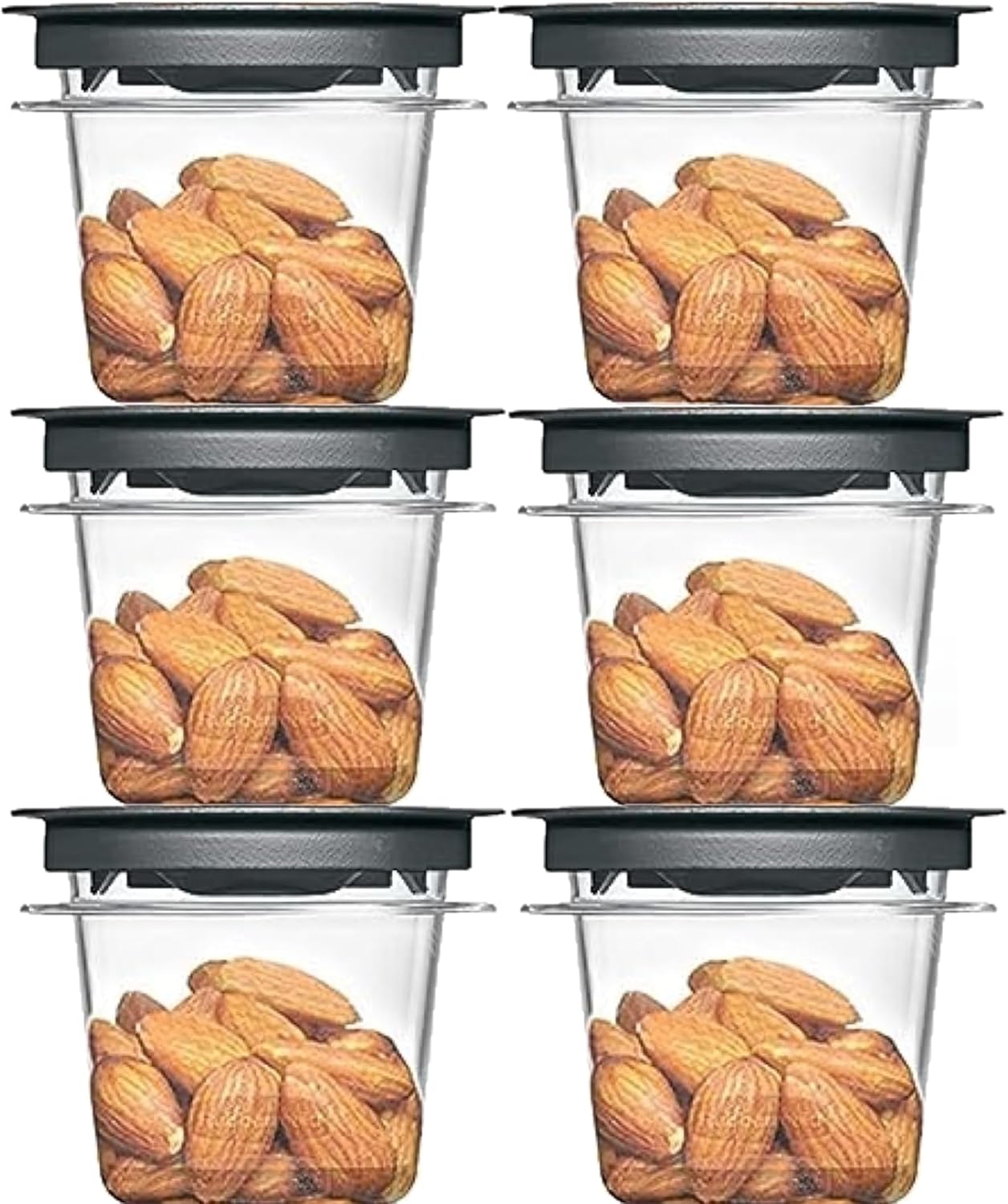 Rubbermaid Premier, Half Cup Premier Flex & Seal – Juego de almacenamiento de alimentos, 6 recipientes Tritan, 6 tapas flexibles y selladas grises,