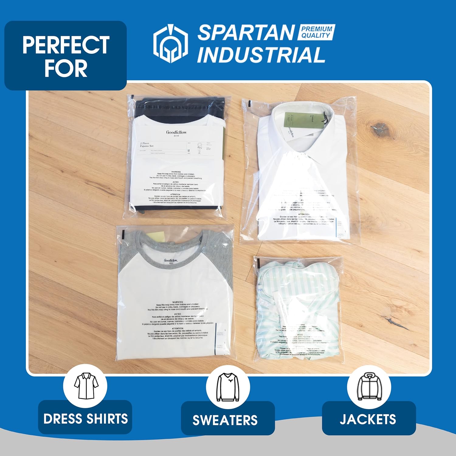 Spartan Industrial – Bolsas de polietileno transparente autosellantes de 6 x 9 pulgadas (200 unidades) con advertencia de asfixia para embalaje,