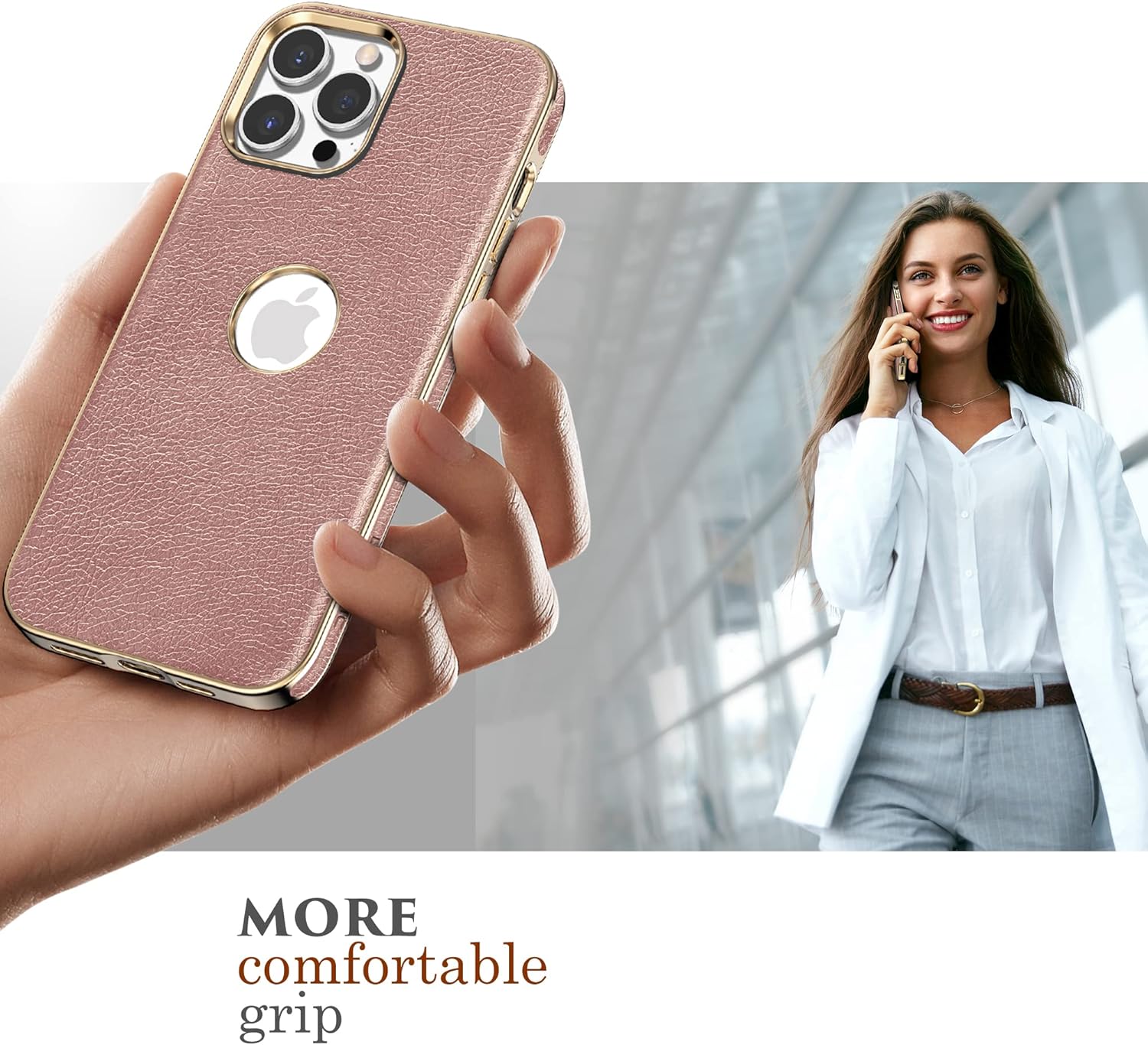 LOHASIC Funda para iPhone 14 Pro Max, vista de logotipo, piel sintética vintage de lujo, elegante funda de teléfono ProMax para mujeres y niñas,
