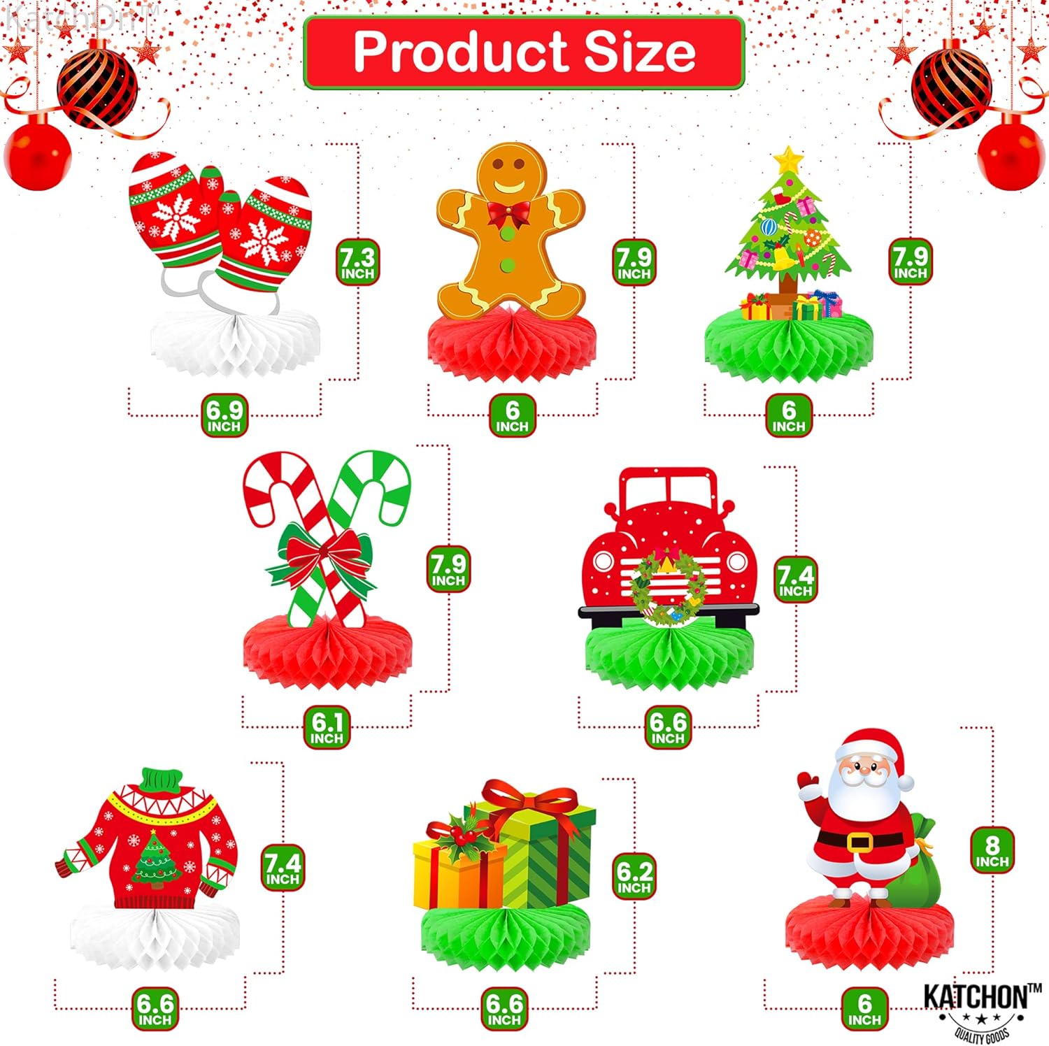 KatchOn, Centros de mesa de Navidad para mesas, paquete de 8  Centros de mesa de Navidad, mesa de camión de Navidad para decoraciones de mesa de