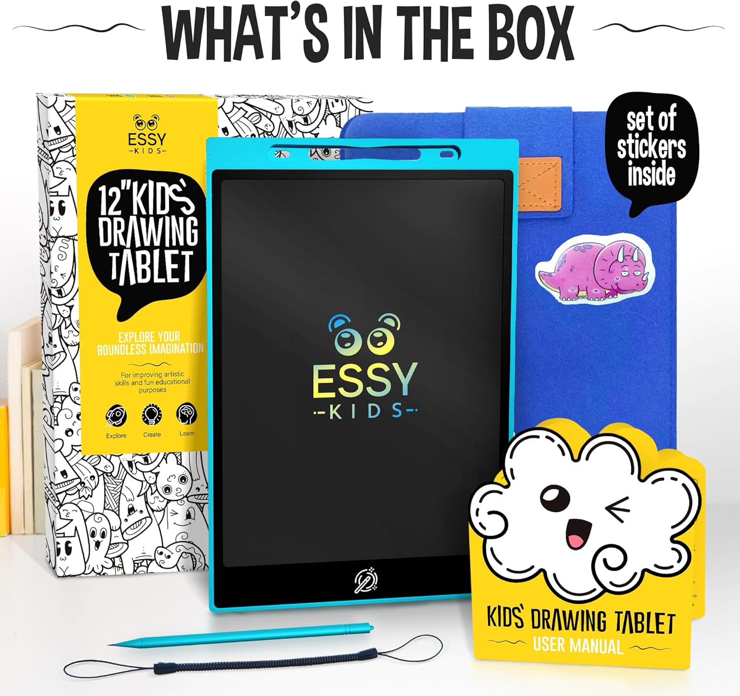 Essy Tableta de escritura LCD de 12 pulgadas para niños, tableta de dibujo para niños, tableta de dibujo LCD para niños pequeños, tableta de