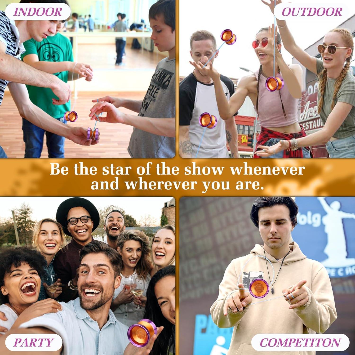 YOYOSTUDIO Yoyo Yoyos profesionales bimetálicos con doble anillo de aleación de aluminio, trucos profesionales yoyos para adultos, yoyo bimetálico