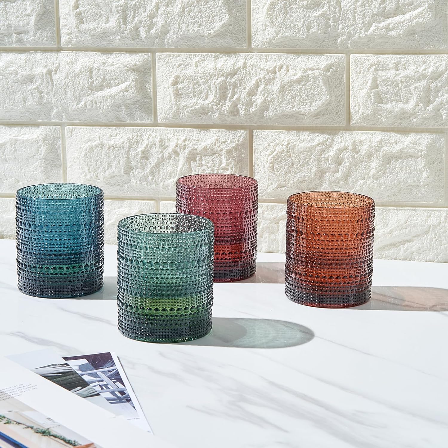 Vasos clásicos reutilizables de plástico, diseño de hobuña, irrompibles, juego de 4 vasos Tritan, vasos acrílicos irrompibles con cuentas, aptos