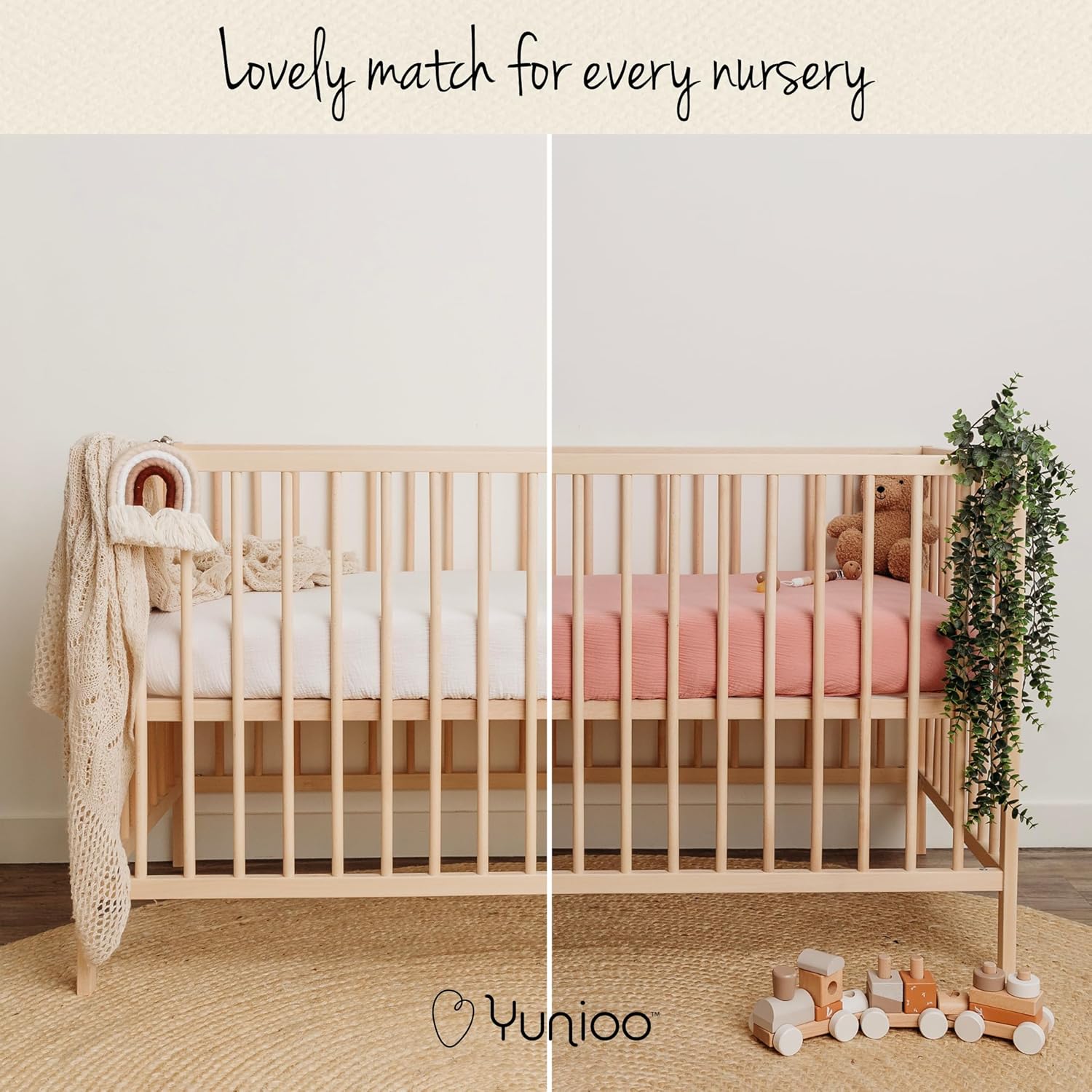 Juego de 2 sábanas de muselina ultrasuaves para cuna de bebé, para niño o niña, 100% algodón orgánico, bohemio, juego de sábanas para cuna de ajuste