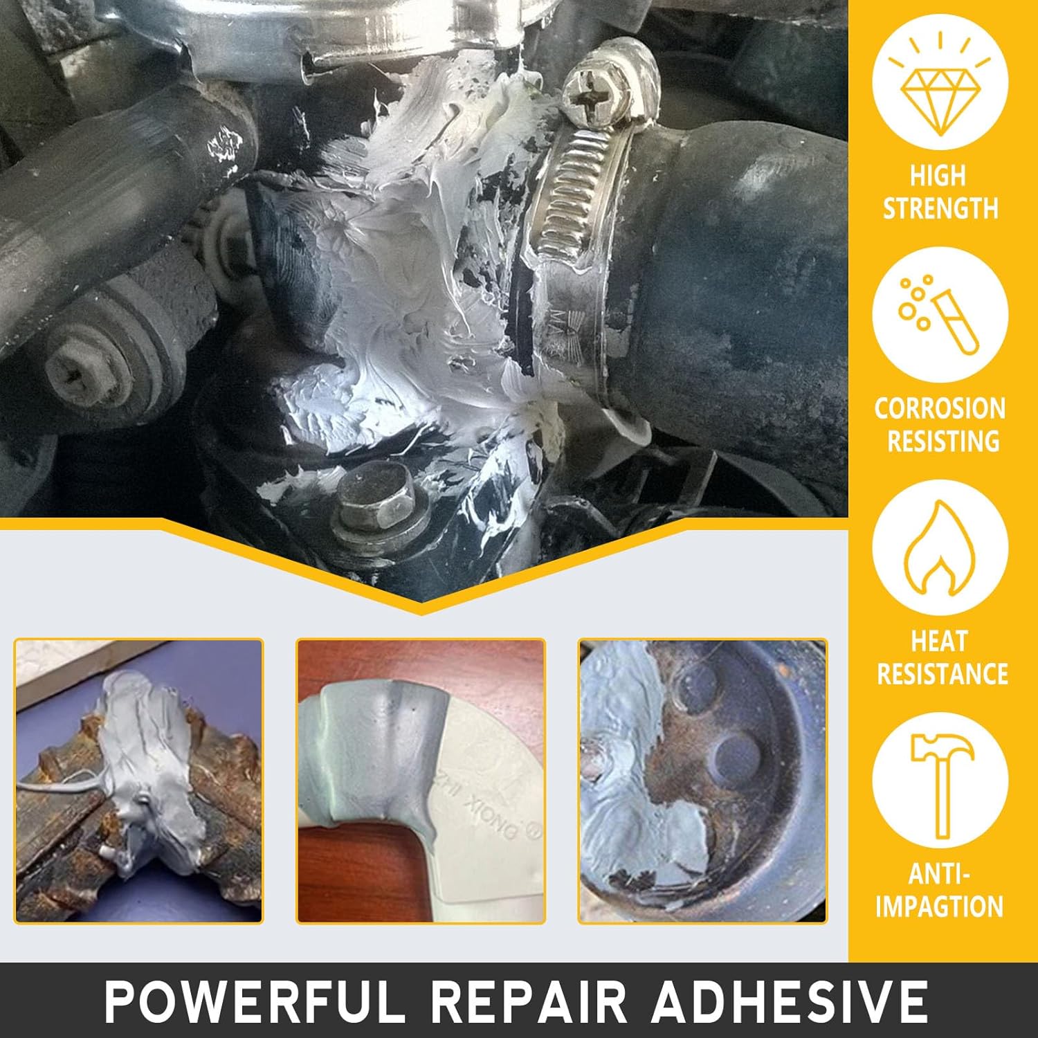 Pegamento de reparación de fundición, pegamento de reparación de metal, relleno de soldadura de metal líquido resistente a altas temperaturas para
