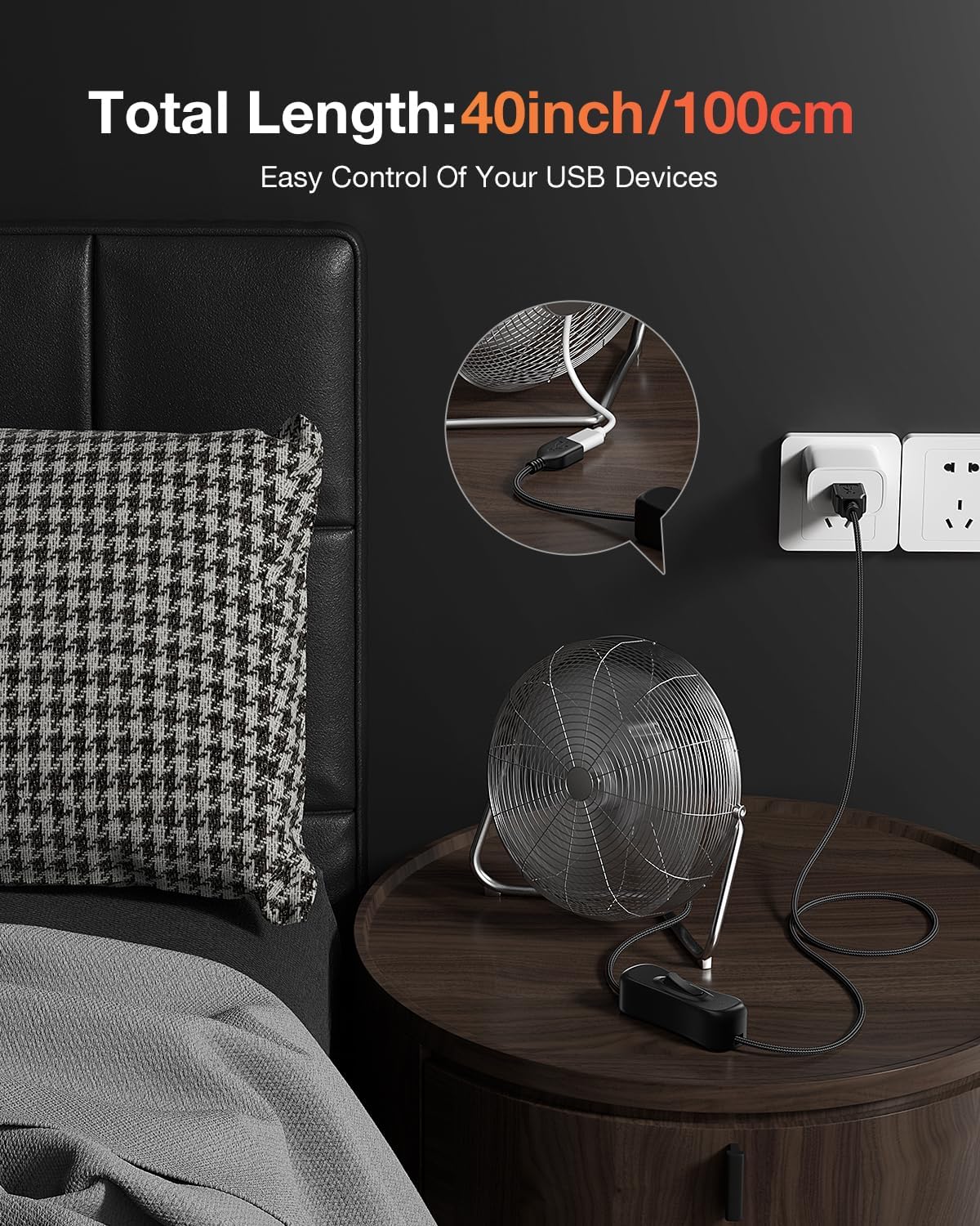 ANDTOBO Cable de extensión de interruptor USB, cable de extensión USB mejorado con cable de interruptor de encendido y apagado para tiras LED,