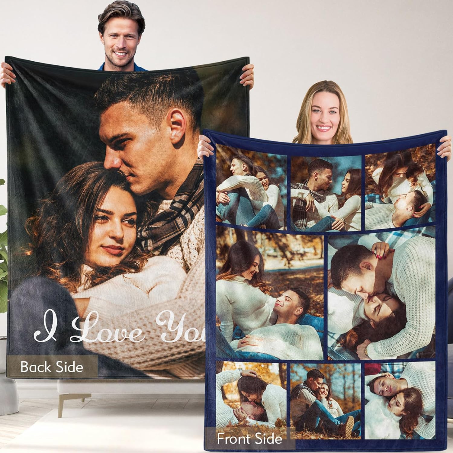 Regalos para parejas, manta personalizada de doble cara con fotos, texto, regalos personalizados para novio, novia, manta personalizada de franela