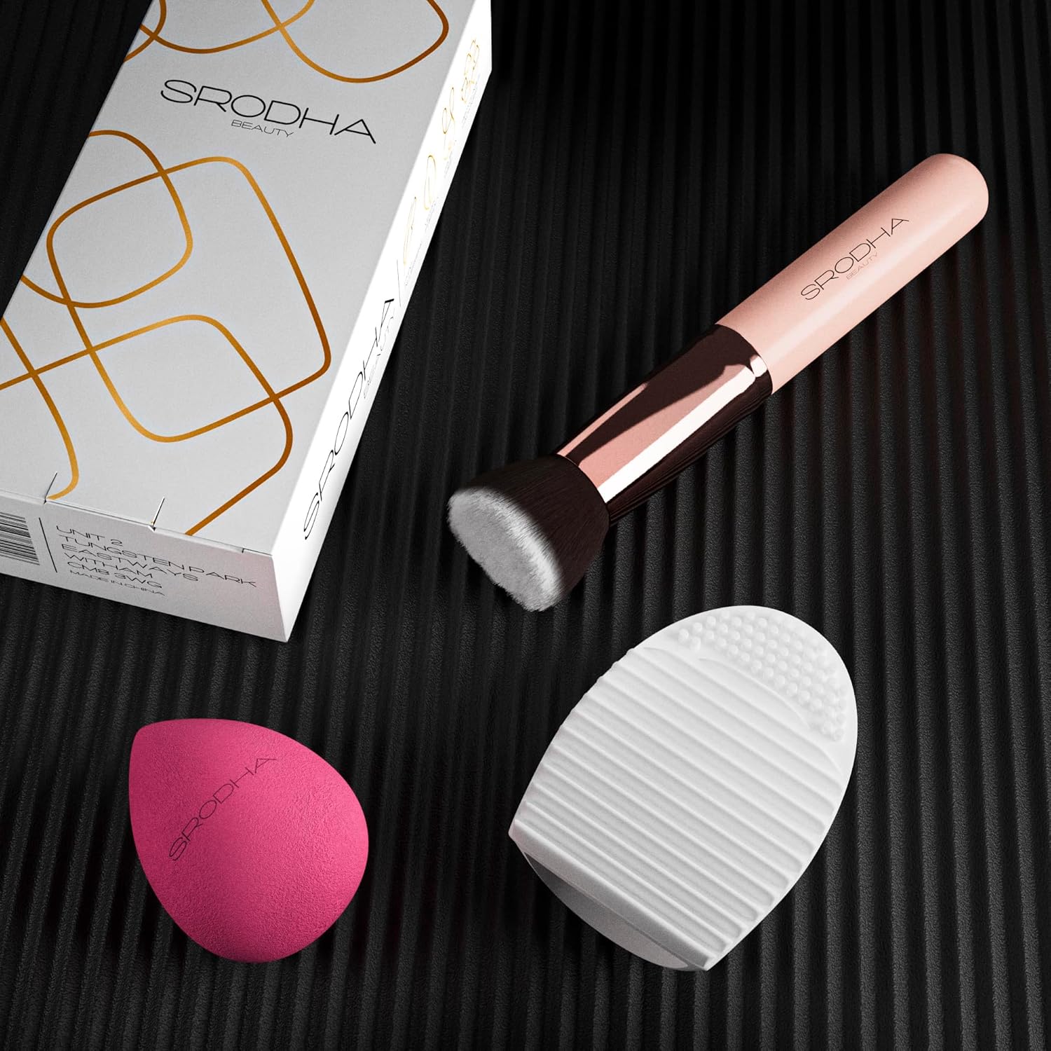 Juego de brochas de maquillaje de belleza, kit de 3 piezas, brochas faciales, base líquida, corrector, rubor, mezcla de colorete, incluye kabuki de