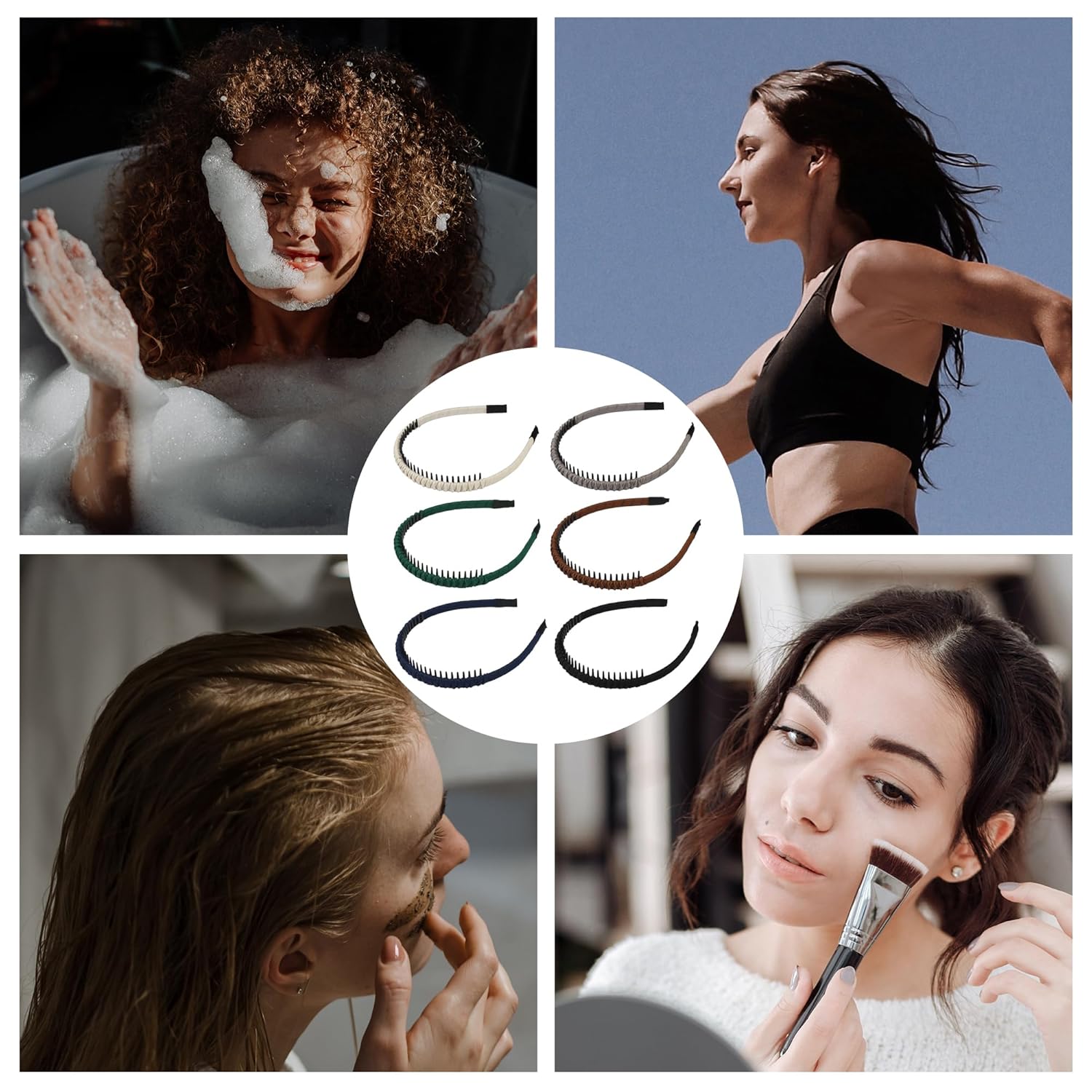 DIMUGE 6 diademas de peine de seda con dientes para mujeres y niñas, cabello fino, bandas antideslizantes y cómodas para el cabello, banda colorida
