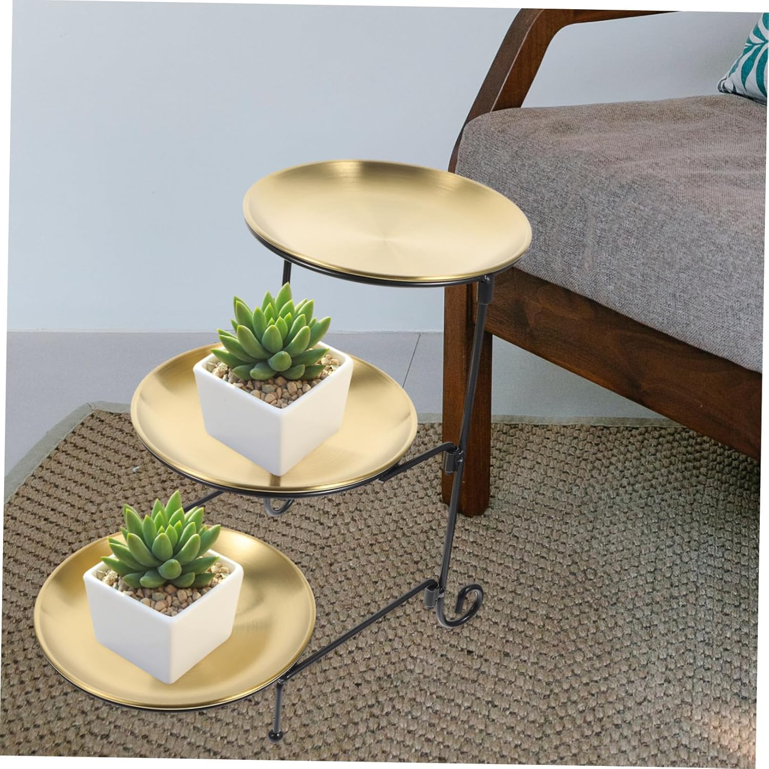 1 soporte para macetas de 3 niveles para plantas de interior, soporte de metal para plantas de interior, soporte de alambre para macetas, macetas