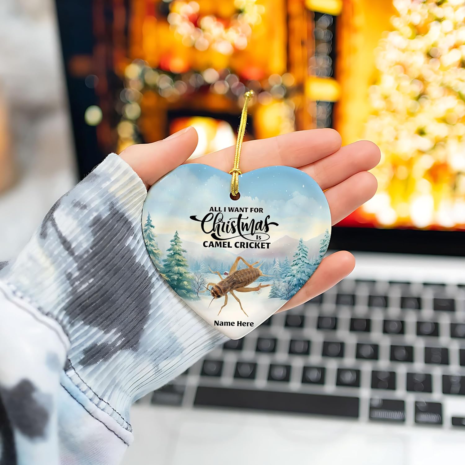 Adorno de regalo personalizado de grillo de camello 2023 para decoración del árbol de Navidad, regalos de recuerdo personalizados para dueños de