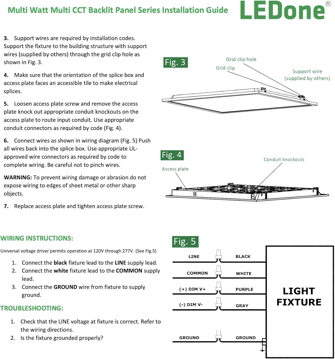 LEDONE – Luz LED de panel plano de 2 x 4 pies, luz de techo empotrada regulable de 0-10 V, potencia de 29343949 W y CCT seleccionable 3500 K4000