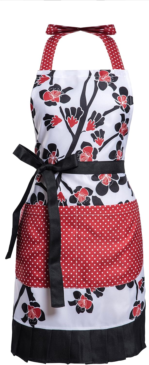 Alex Virtue Delantales retro con patrón de flores con bolsillos grandes para mujeres y niñas, cocina, panadería, regalo de madre