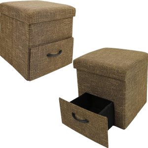 NO MORE TAG 2 cubos otomanos plegables de almacenamiento, otomana pequeña de almacenamiento de 15 pulgadas con asiento acolchado, otomana plegable NO MORE TAG 2 cubos otomanos plegables de almacenamiento, otomana pequeña de almacenamiento de 15 pulgadas con asiento acolchado, otomana plegable