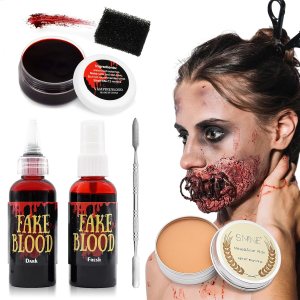 Kit de maquillaje SFX de cera para cicatrices de 6 piezas con spray de sangre falsa coagulada de gel de sangre coagulada, herramienta de espátula, Kit de maquillaje SFX de cera para cicatrices de 6 piezas con spray de sangre falsa coagulada de gel de sangre coagulada, herramienta de espátula,