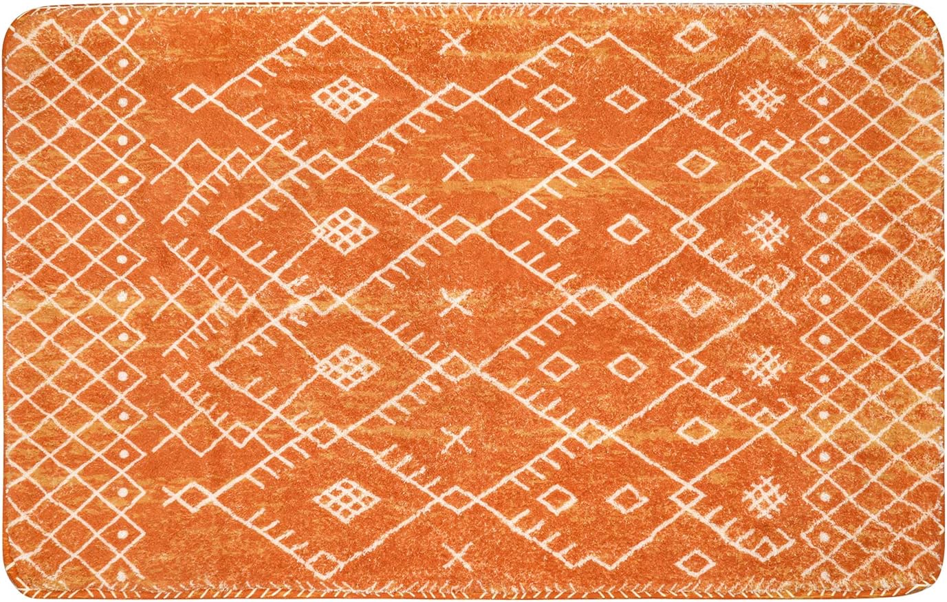Uphome Alfombras de baño de 18 x 25 pulgadas, color naranja, bohemio, antideslizante, marroquí, geométrica, alfombra de baño de terciopelo suave,