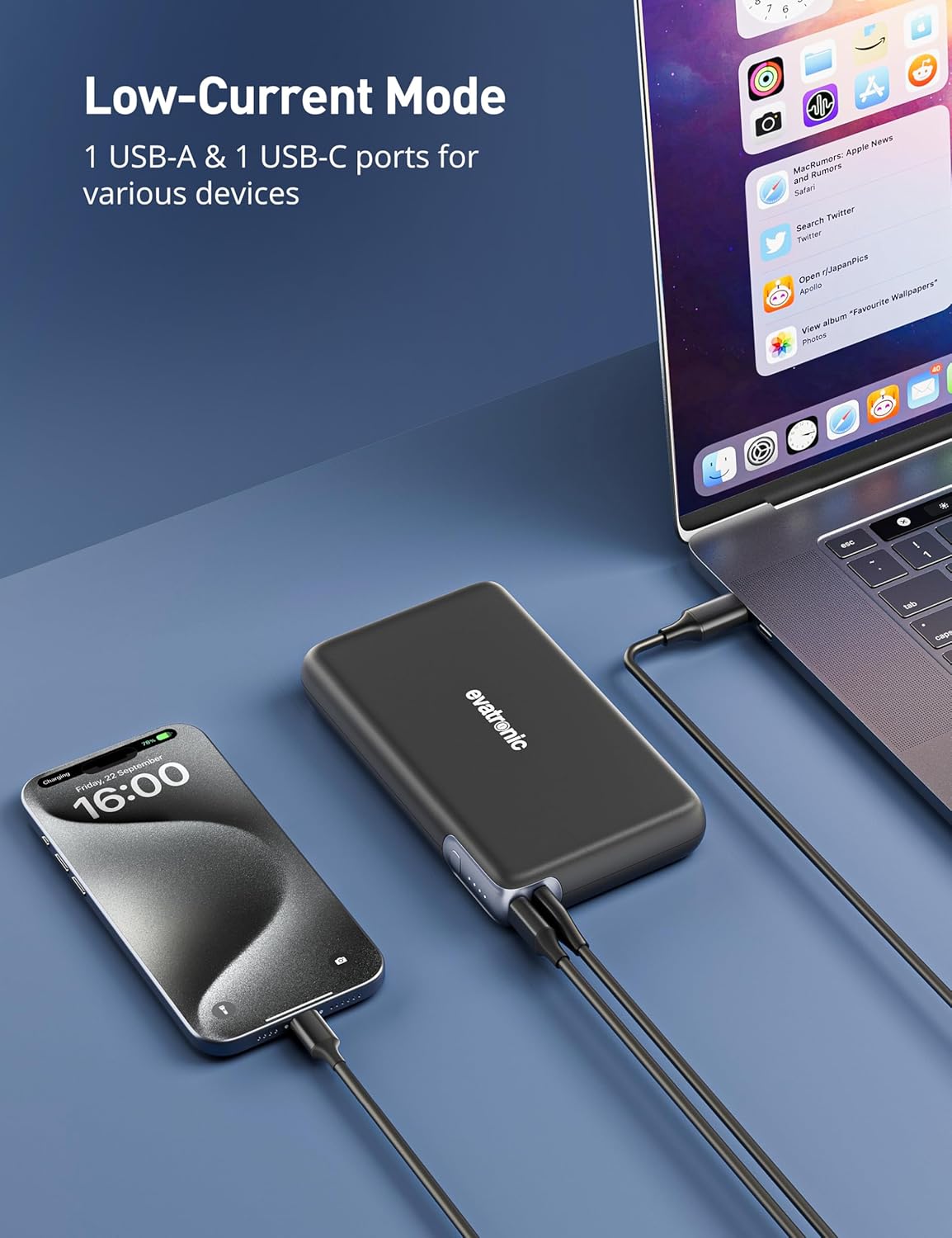 evatronic Cargador portátil, cargador portátil de 30000 mAh, batería de carga rápida de 65 W, banco de energía USB C para Vision Pro MacBook, Dell,