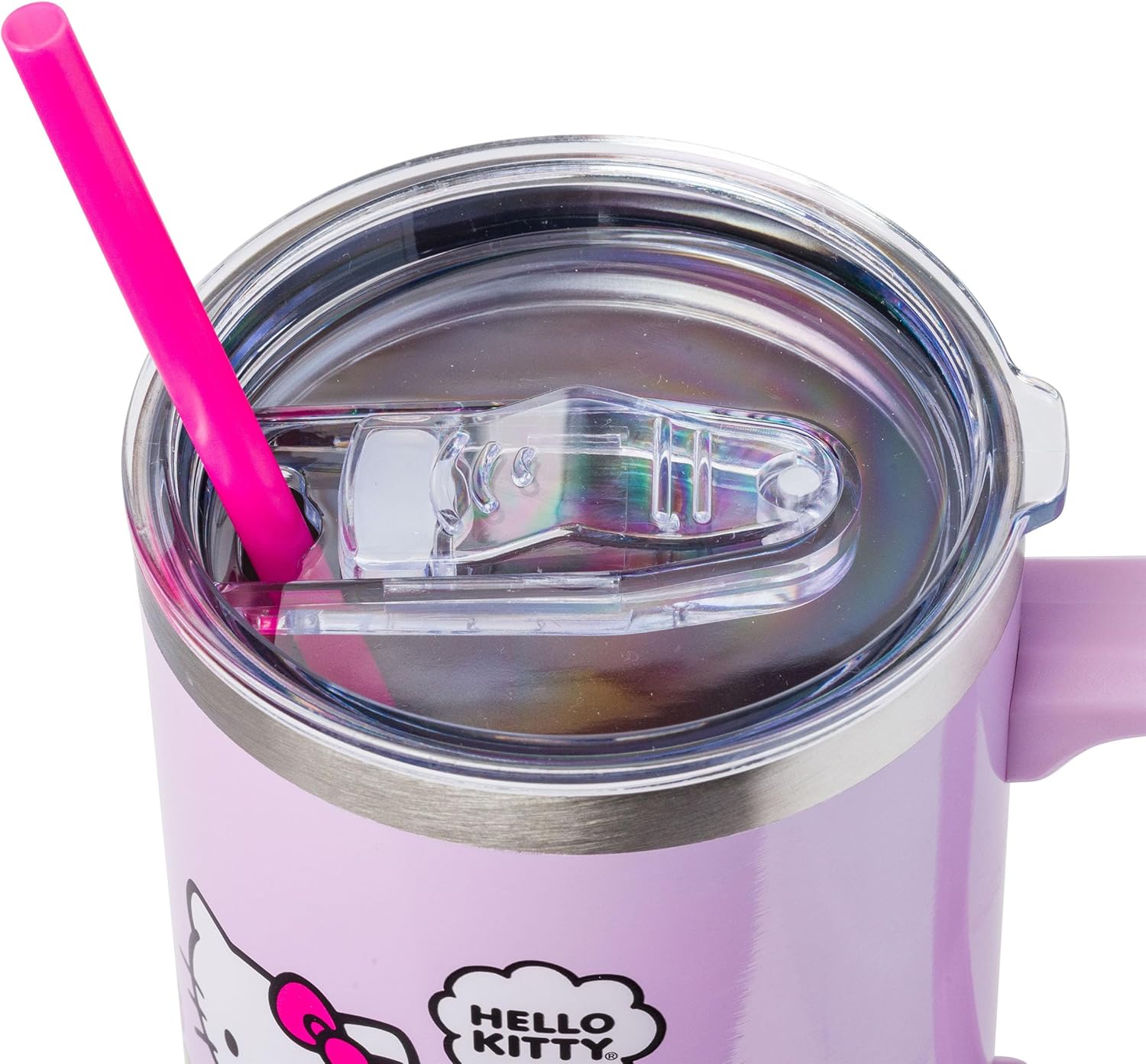 Silver Buffalo Sanrio – Vaso de acero inoxidable con asa y pajilla, diseño de flores de primavera y verano, diseño de flores de primavera y verano,