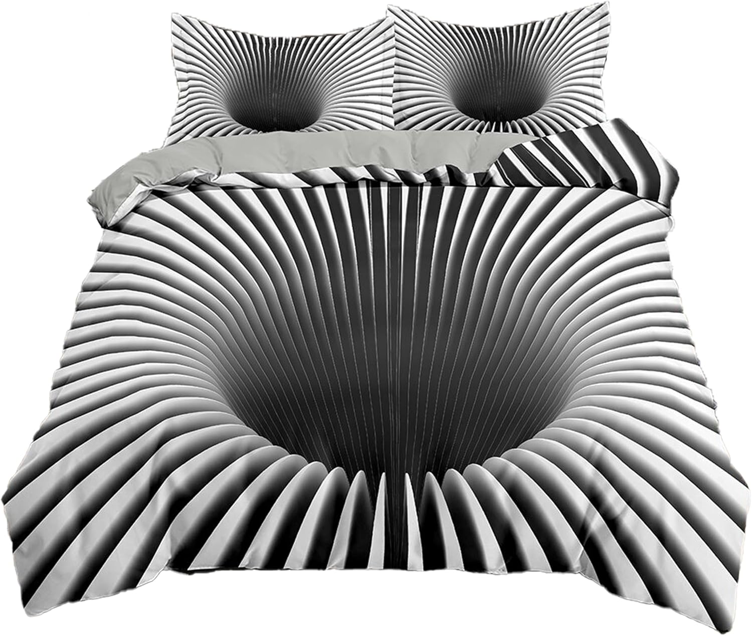 Juego de ropa de cama con agujeros blancos y negros para dormitorio de niños, juego de funda de edredón de abstracción visual, funda de edredón de