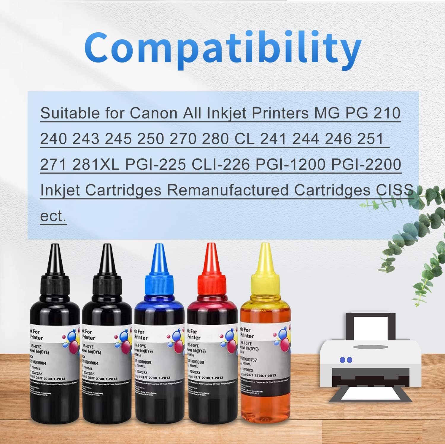AYMSous Kit de recarga de tinta para Canon 250 251 270 271 280 281 1200 2200 PG240 CL241 PG245 CL246 PG210 cartucho de tinta recargable, sistema CIS