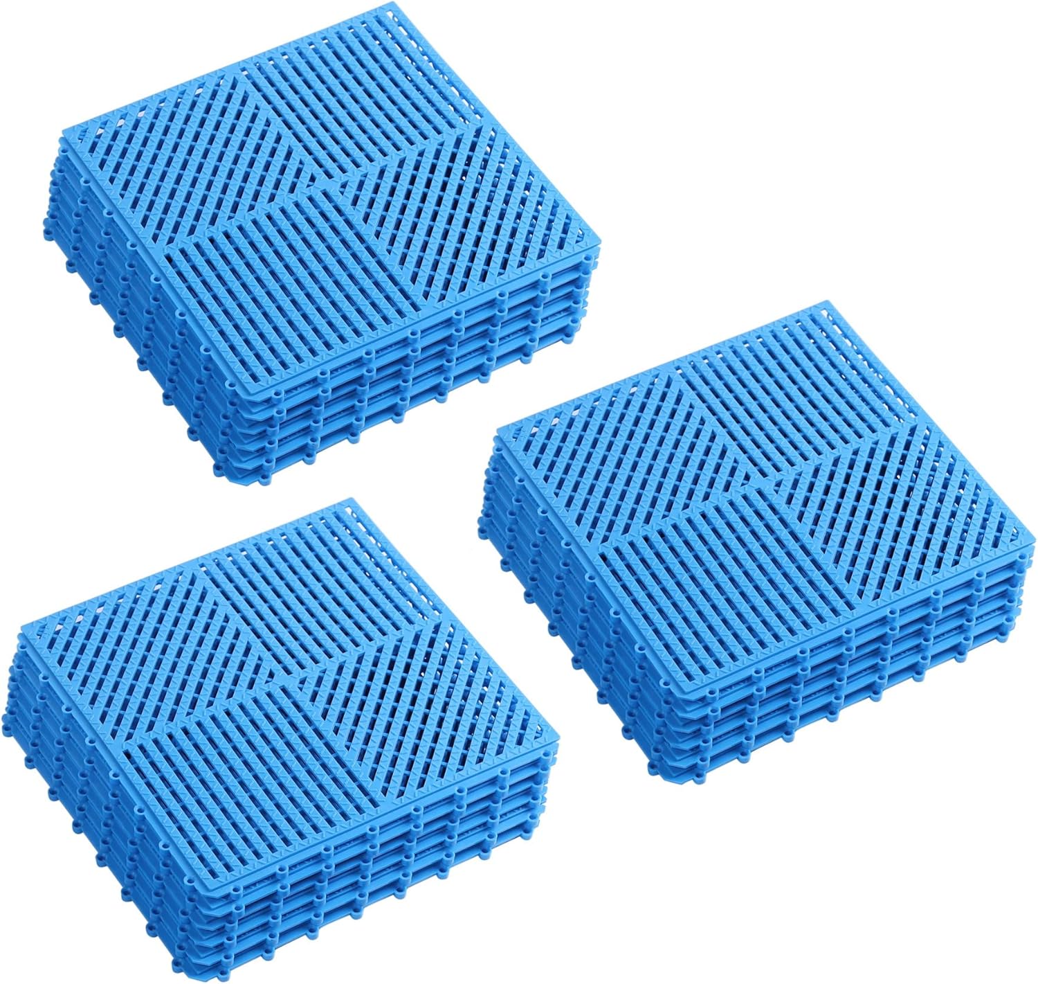 Paquete de 18 baldosas modulares entrelazadas antideslizantes de drenaje para áreas resbaladizas como ducha, piscina, sauna, patio, barco, 12 x 12