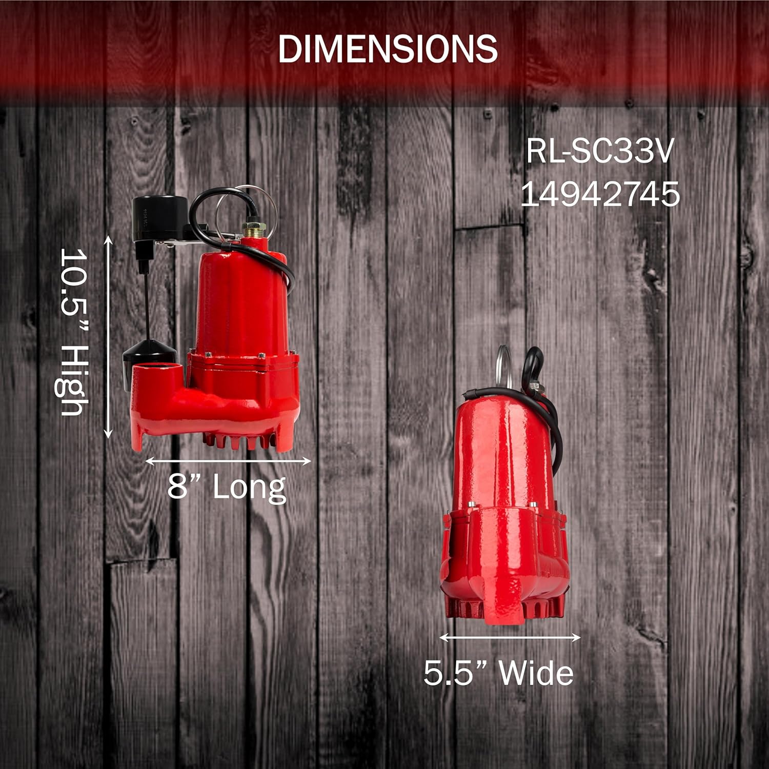 Red Lion RL-SC33V Bomba de sumidero de hierro fundido de 13 HP con interruptor vertical