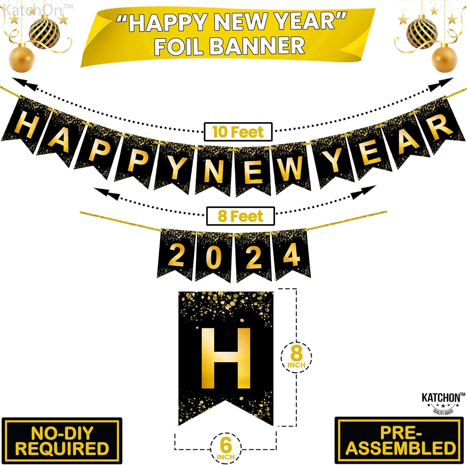 KatchOn, Cartel de feliz año nuevo 2024  Grande de 10 pies  Cartel de feliz año nuevo 2024  Cartel de feliz año nuevo, decoraciones de Año Nuevo