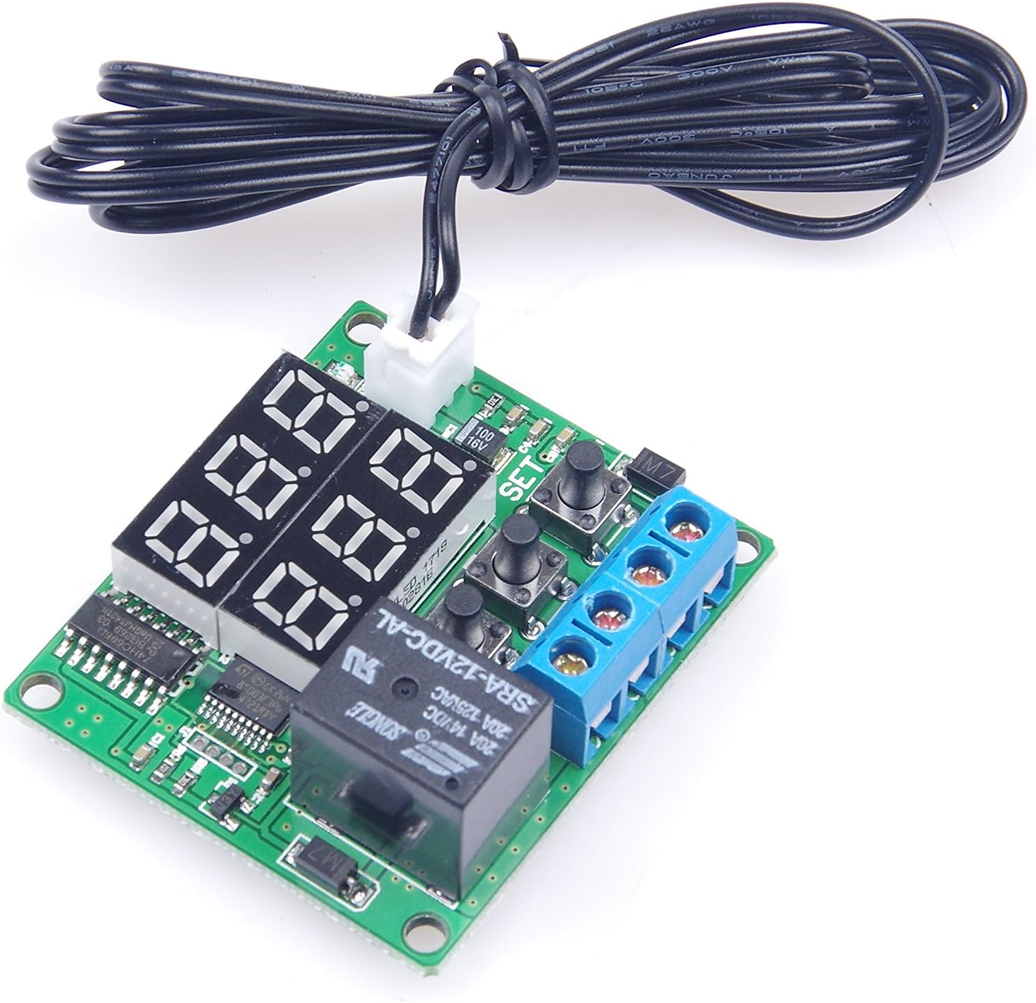 LM YN Módulo de termostato digital de 12 V CC de -58  a 257  Fahrenheit, pantalla de temperatura controlador de temperatura con relé de 20 A, sonda