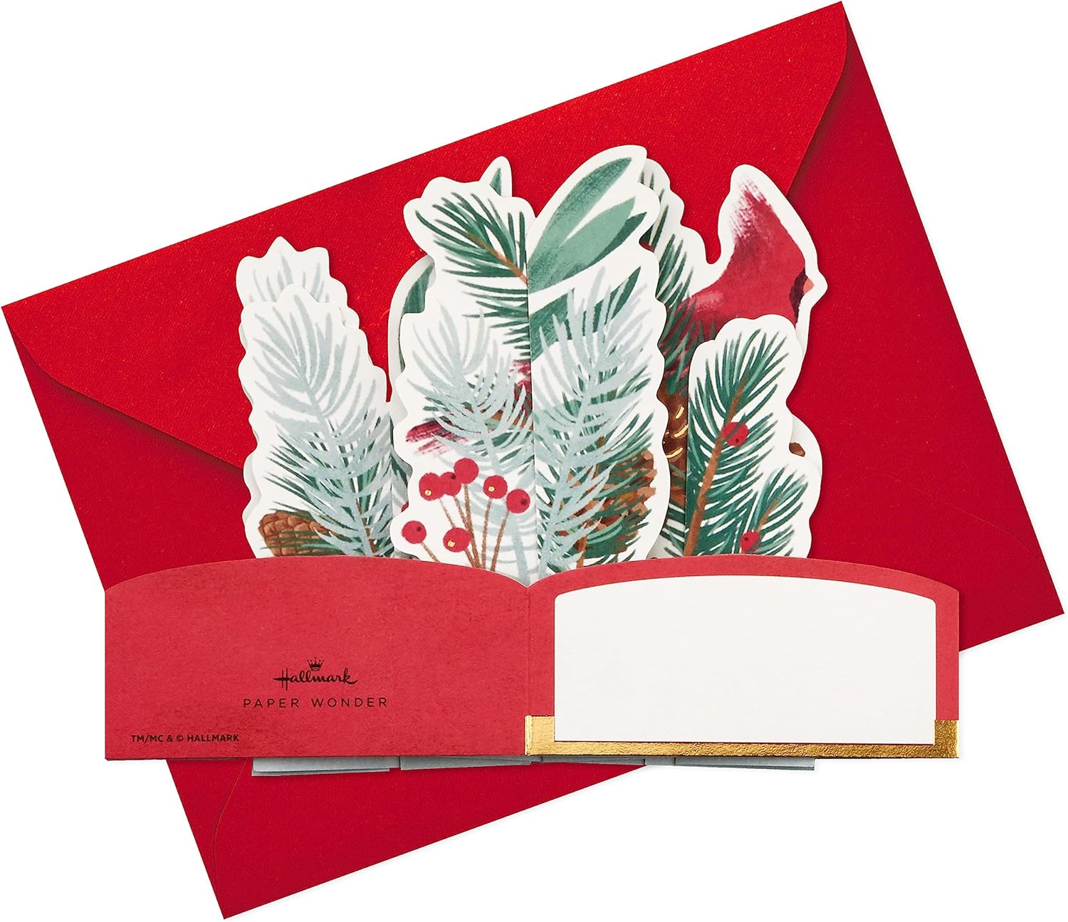 Hallmark Paper Wonder – Mini tarjetas de Navidad emergentes (3 tarjetas con sobres camión rojo, cardenal, feliz y brillante)