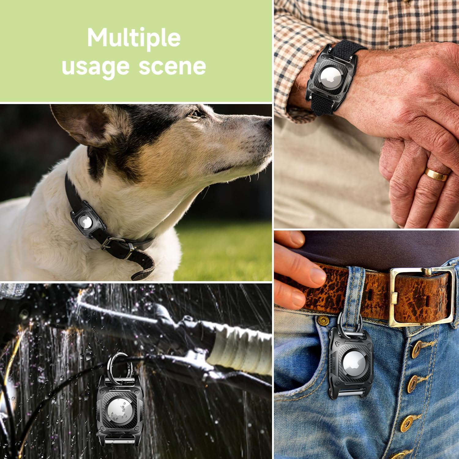 IP68 – Funda impermeable para Airtag para collar de perro 2 unidades Airtag Soporte para collar de perro de TPU duro de protección completa con