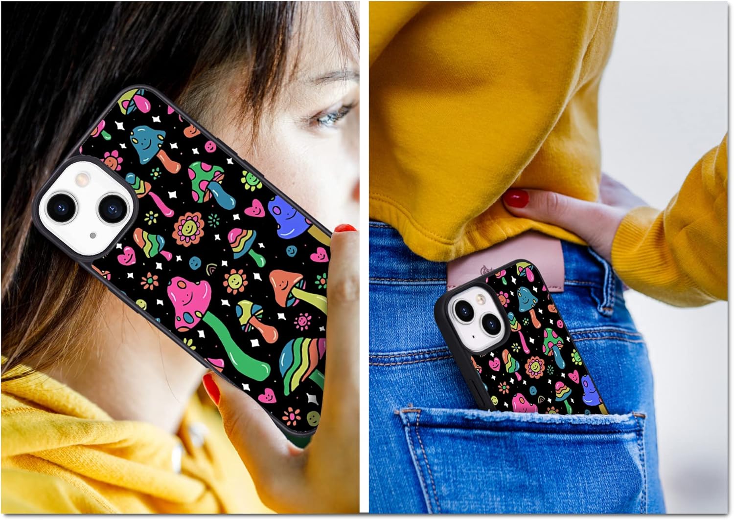 Linda funda de teléfono Mushroon para iPhone 12iPhone 12 Pro, funda de hongos TPU a prueba de golpes, funda protectora femenina para teléfono con