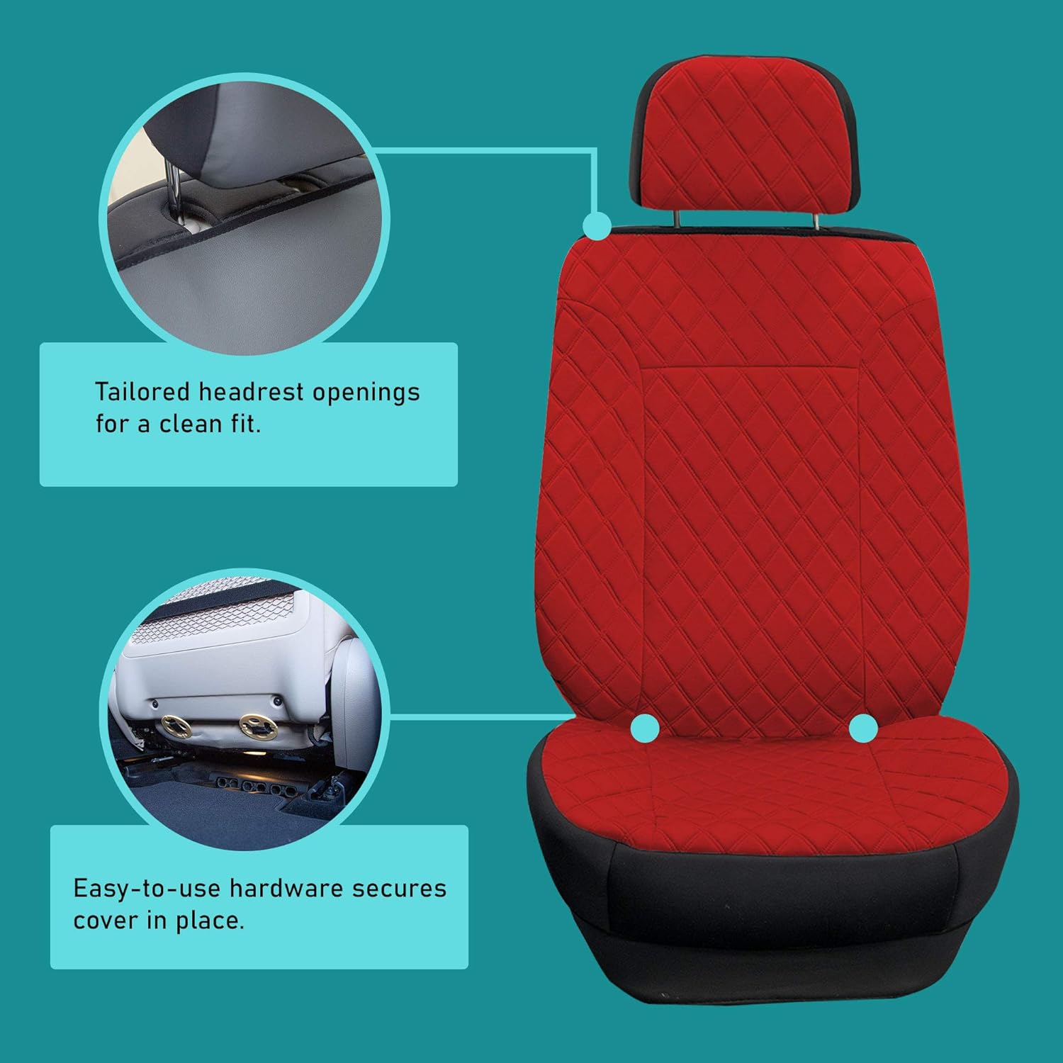 TLH Prestige 79 – Cojines de asiento de coche Neosupreme color negro con puntada de diamante, paquete de dos fundas de asiento para autos, camiones,