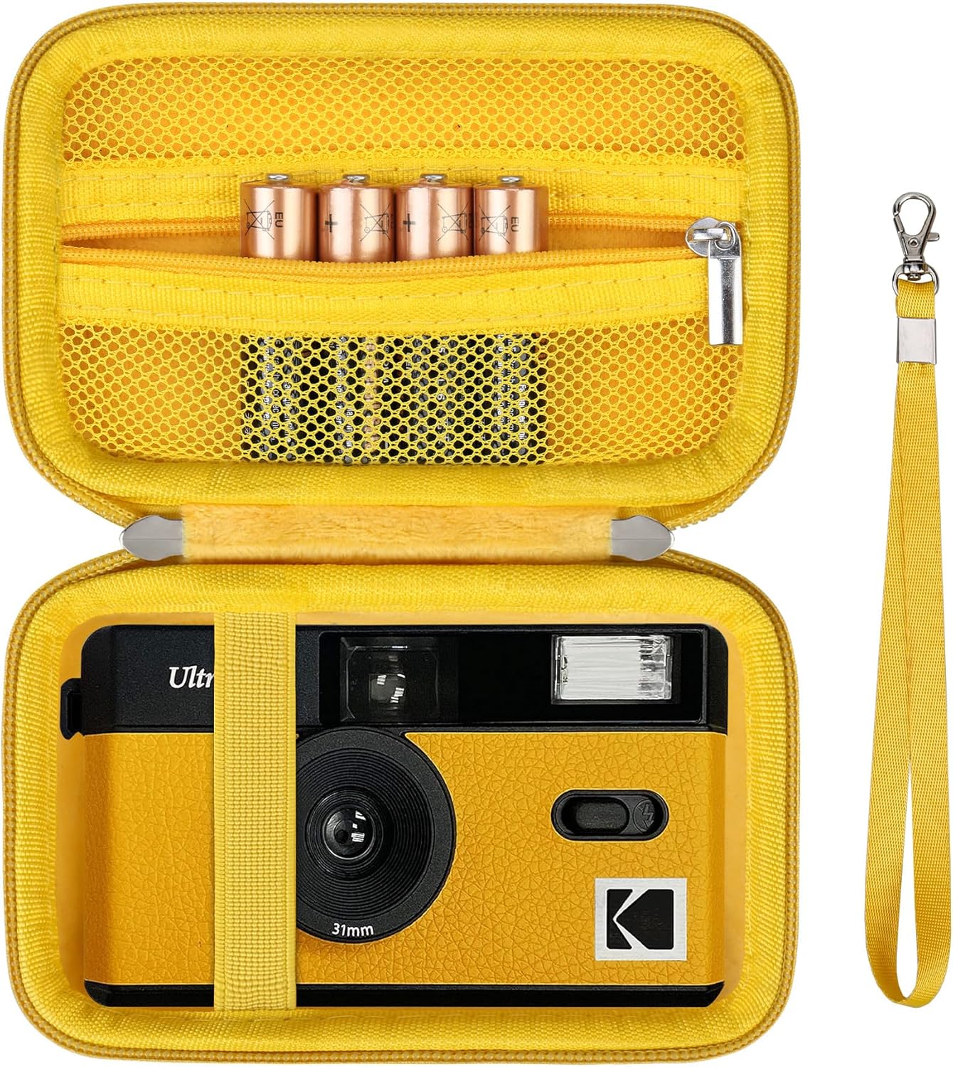 Estuche rígido de viaje para cámara Kodak F91 ShotIlfordCorex reutilizable Ultra de 1.378 in, funda protectora de transporte con bolsillo de malla