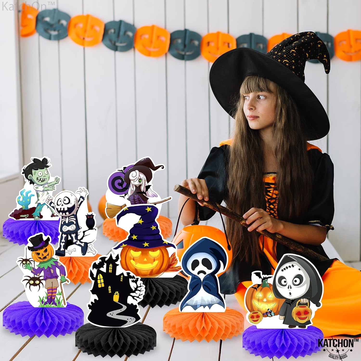 KatchOn, Centros de mesa de Halloween para mesas, paquete de 8, centro de mesa espeluznante de Halloween para decoraciones de mesa de Halloween,