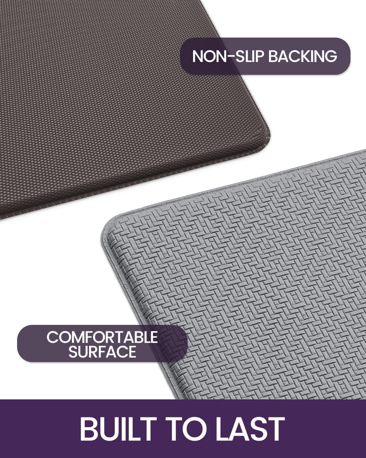 DEXI Tapete de cocina acolchado antifatiga, juego de 2 alfombras de cocina antideslizantes, impermeables, cómodas de pie, 17 x 29 + 17 x 59