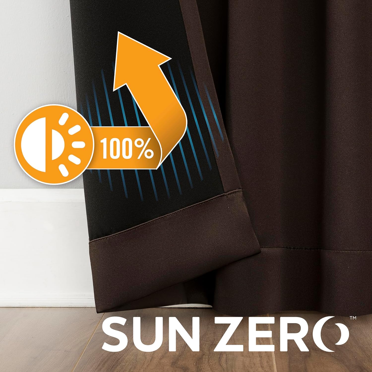 Sun Zero Belize – Juego de 2 paneles de cortinas plisadas con cierre magnético, calidad de teatro, 100 % opacas, 52 x 84 pulgadas, color marrón