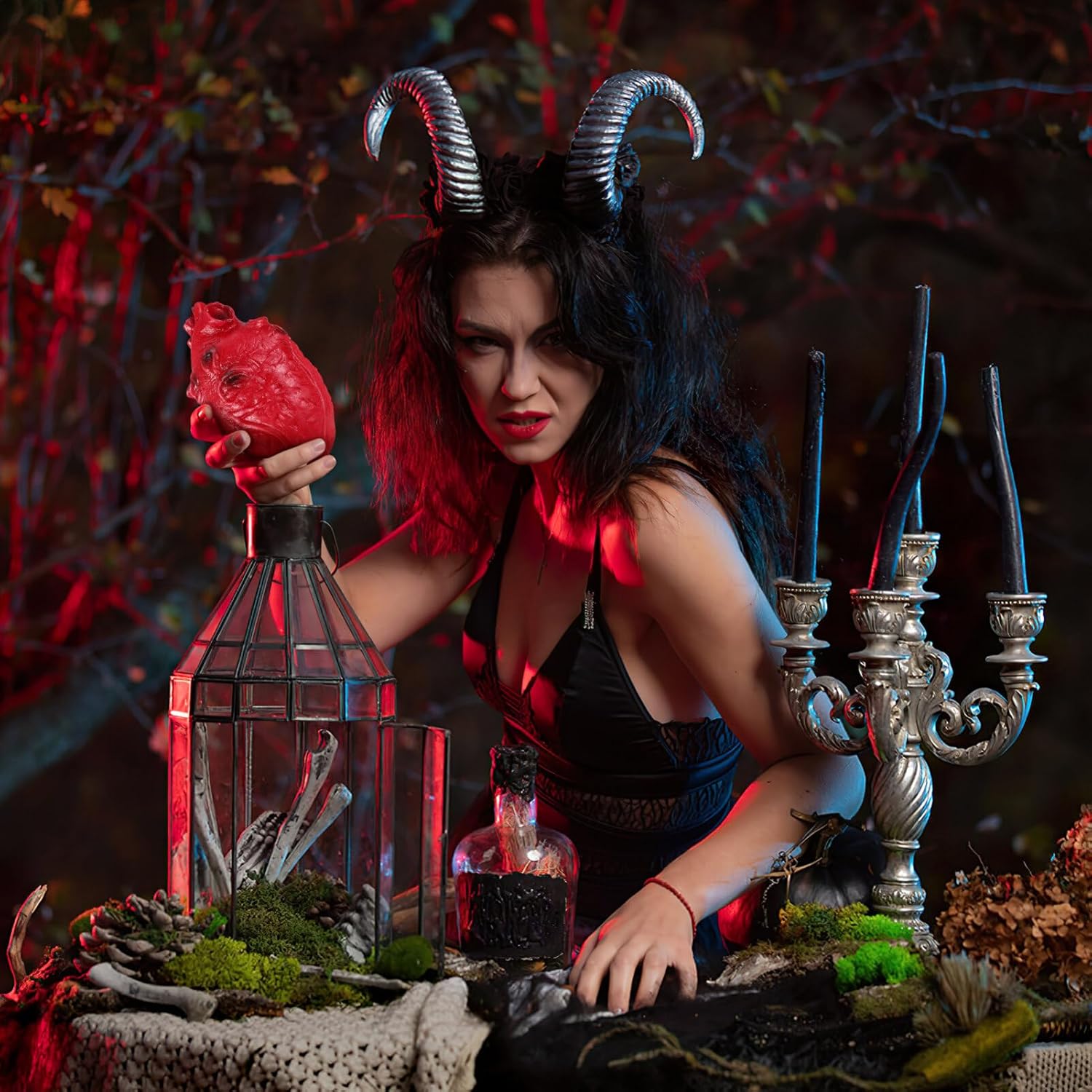 SEWACC Tiras de luz LED de corazón para Halloween, tiras de luz LED, suministros de fiesta para niños, decoración de fiesta de zombi, sangre azul,